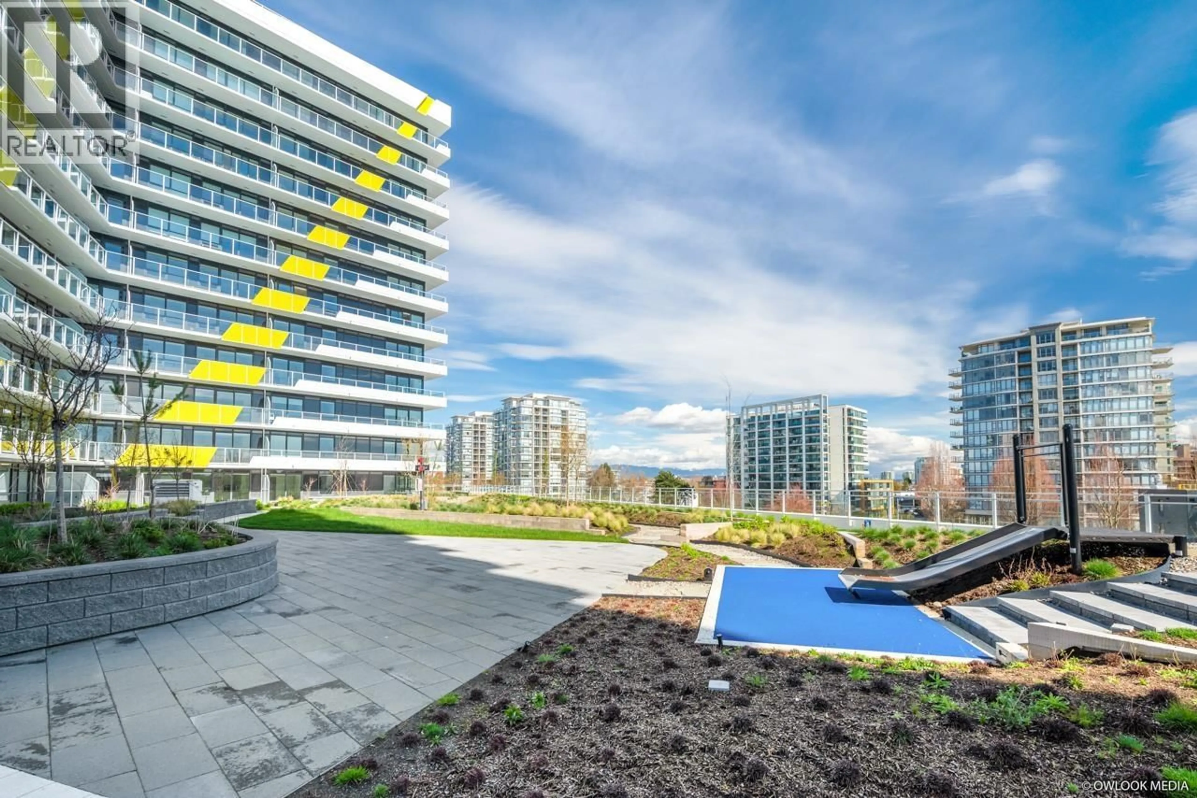 Patio, city buildings view from balcony for 802 - 5766 GILBERT ROAD, Richmond British Columbia V7C0G2