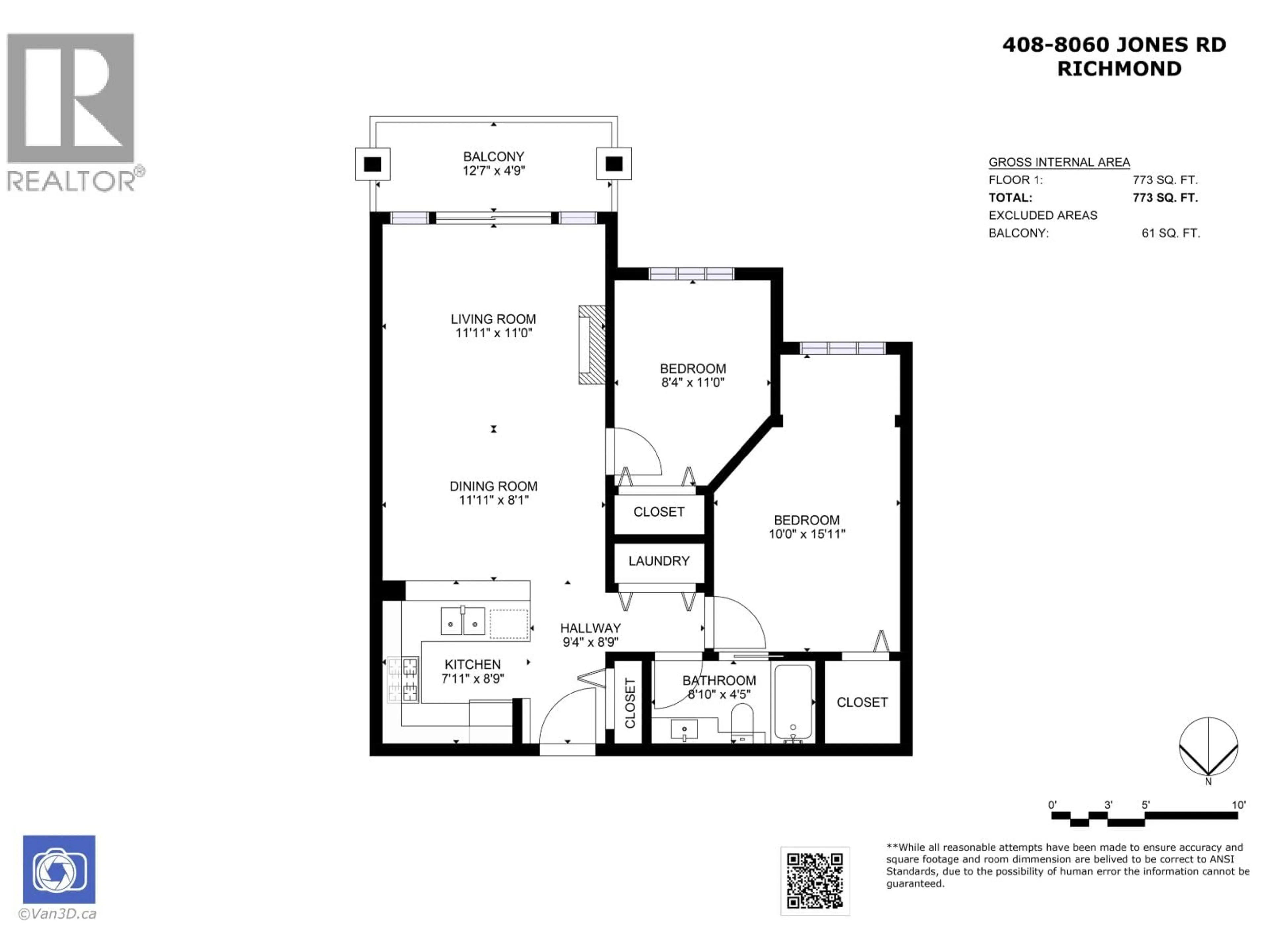 Floor plan for 408 - 8060 JONES ROAD, Richmond British Columbia V6Y4K5