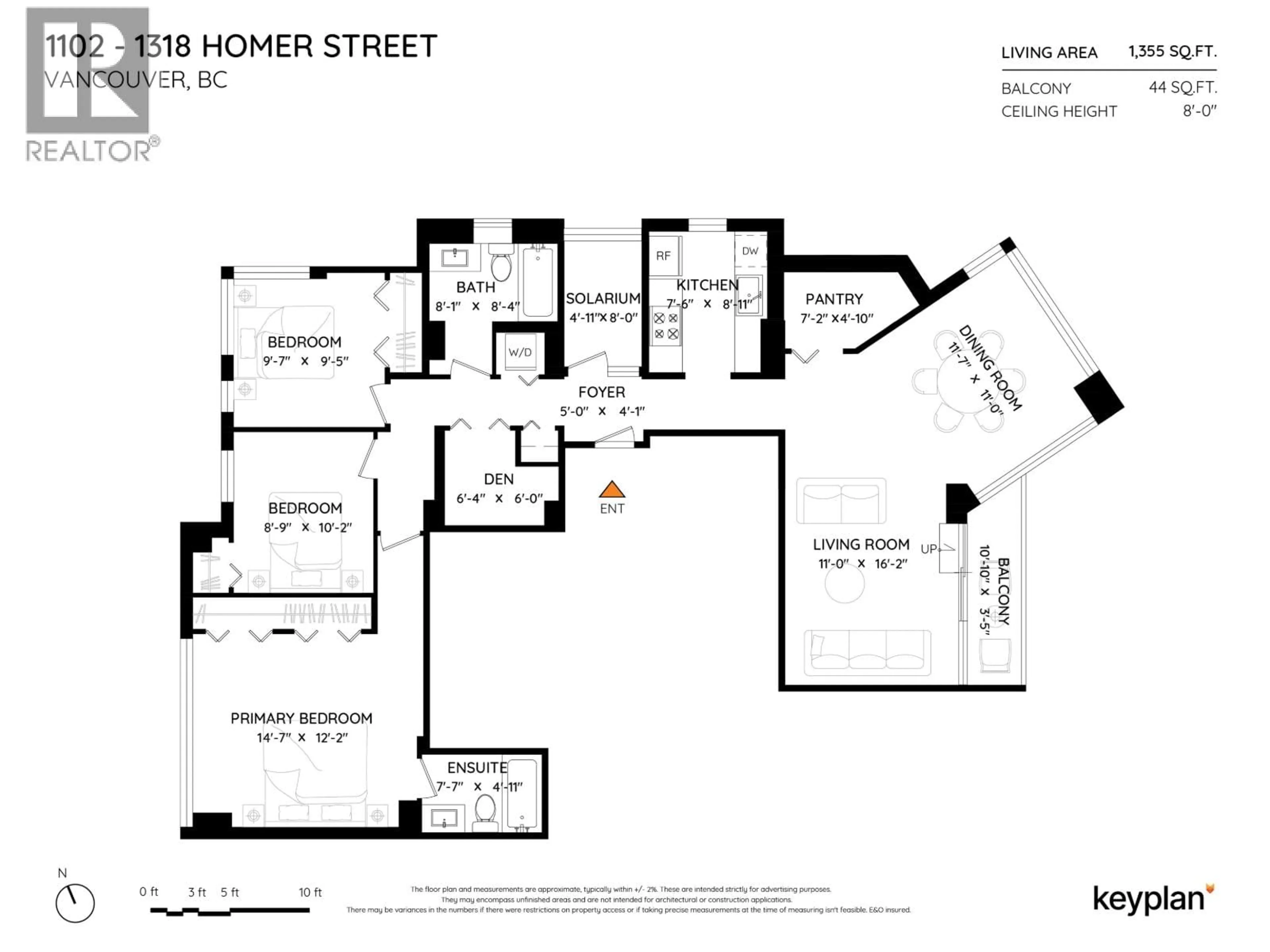 Floor plan for 1102 - 1318 HOMER STREET, Vancouver British Columbia V6B6A7
