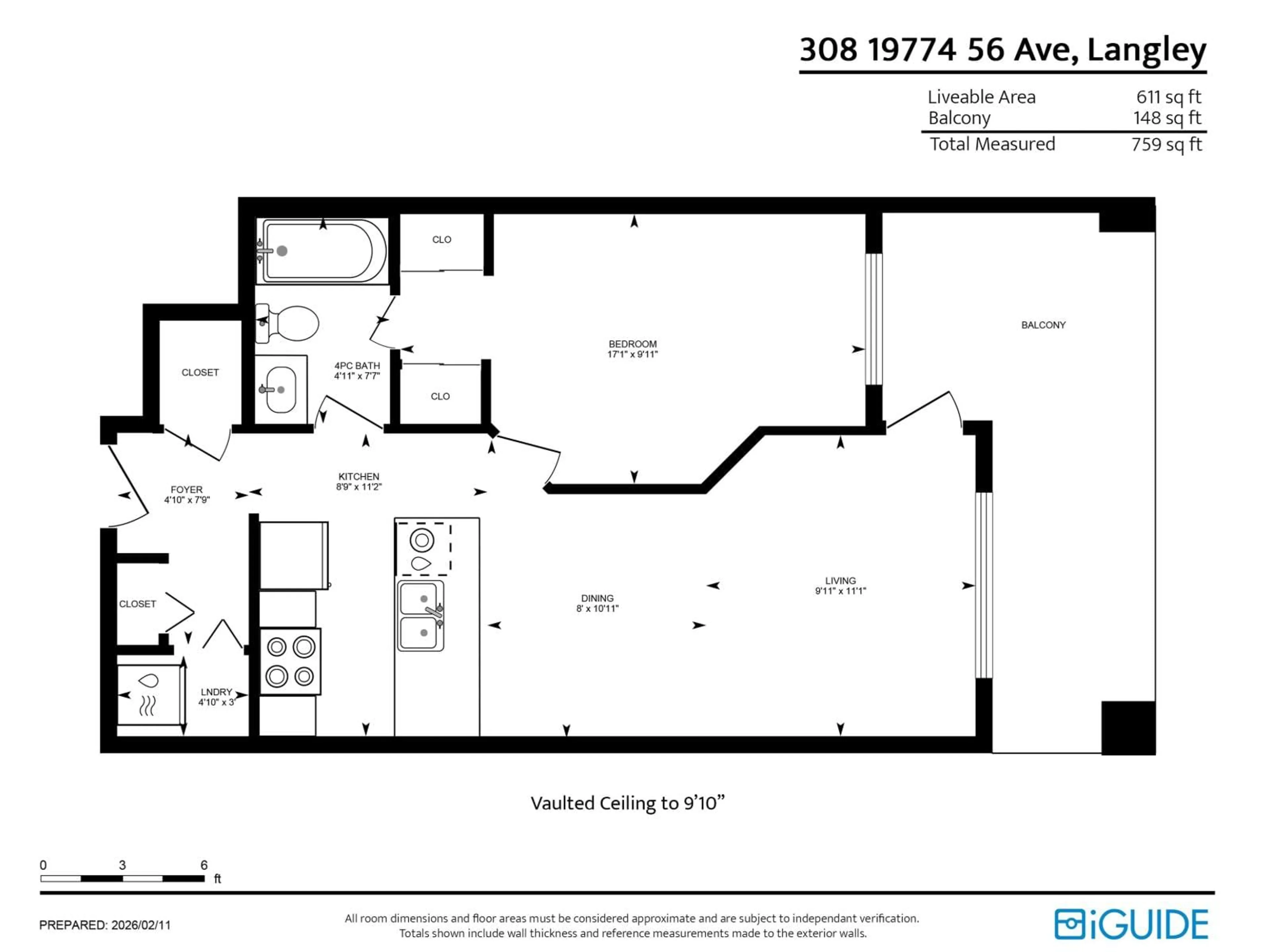 Floor plan for 308 - 19774 56 AVENUE, Langley British Columbia V3A3X6