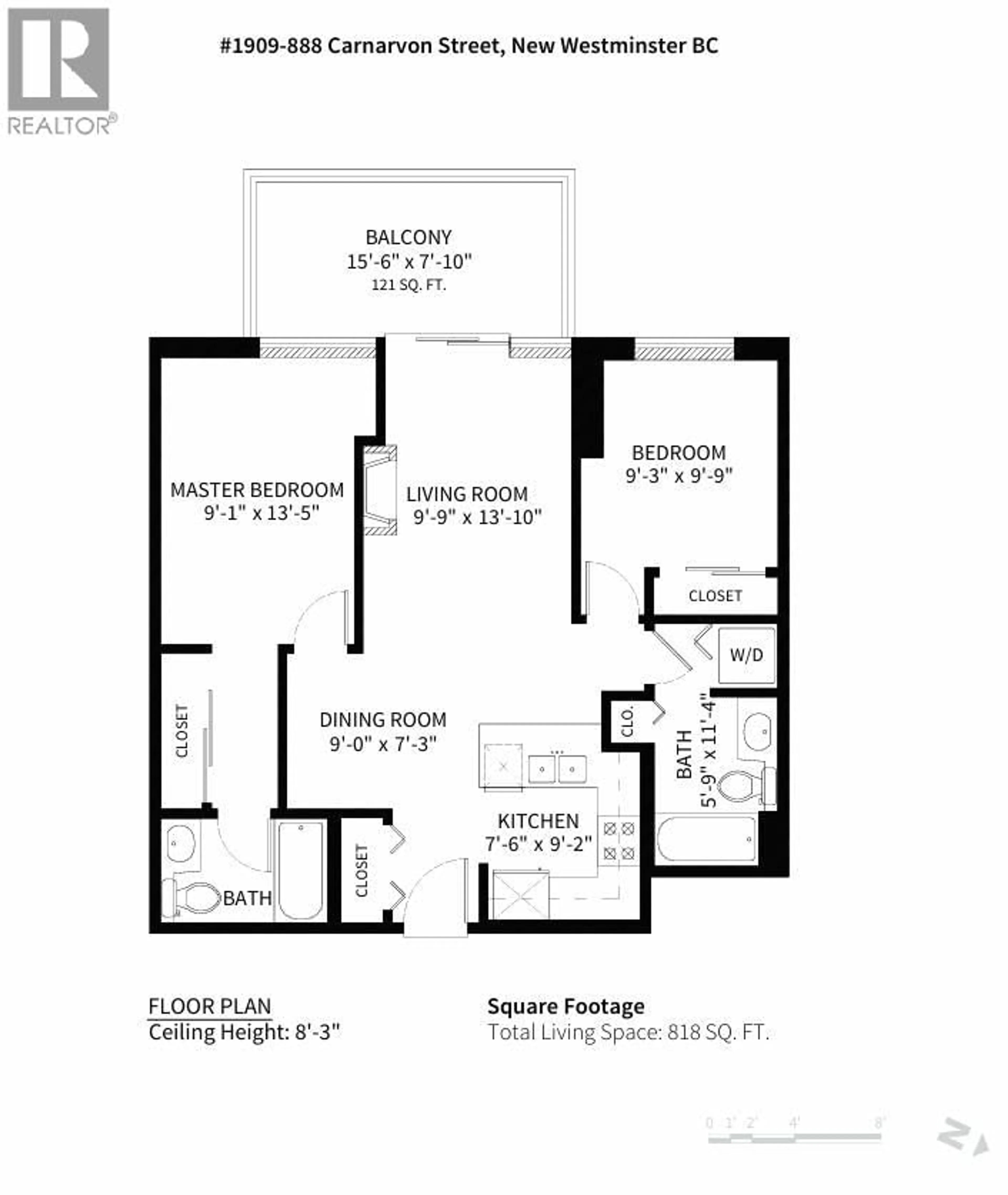 Floor plan for 1909 - 888 CARNARVON STREET, New Westminster British Columbia V3M0C6