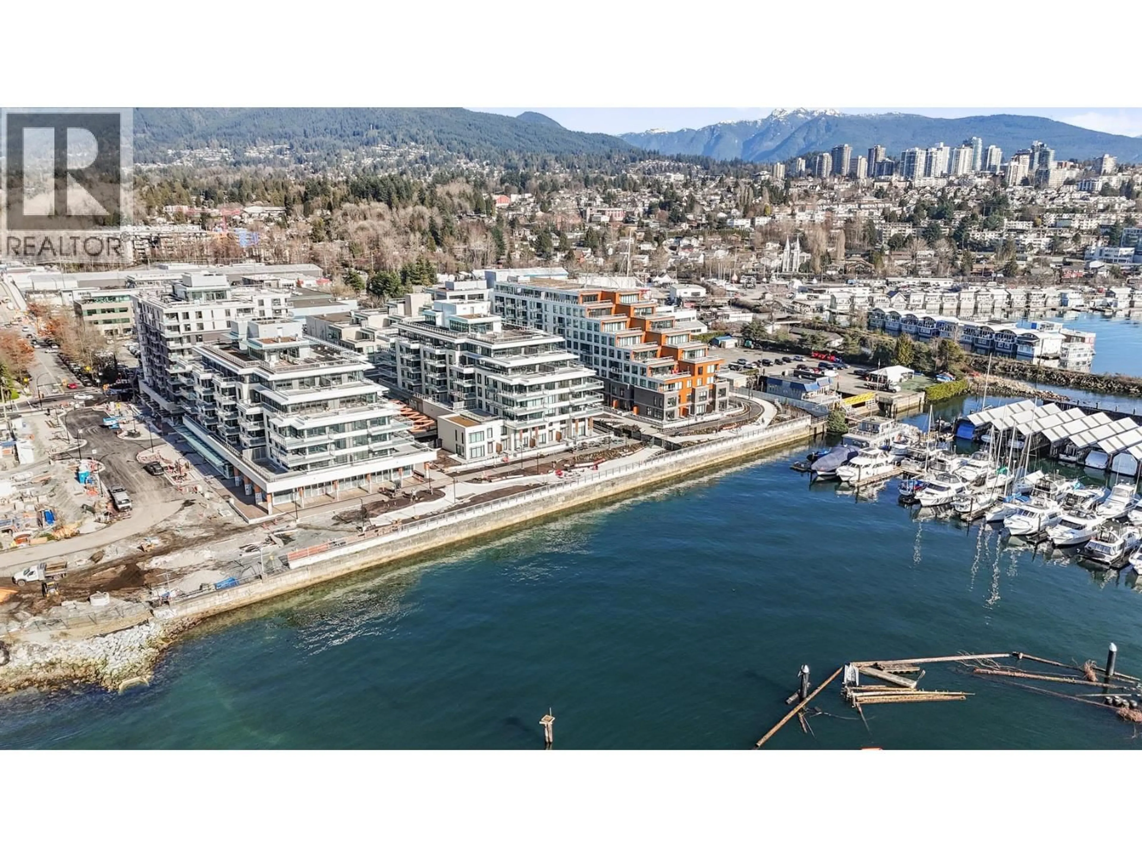 A pic from outside/outdoor area/front of a property/back of a property/a pic from drone, water/lake/river/ocean view for 325 - 755 HARBOURSIDE DRIVE, North Vancouver British Columbia V7P0G1