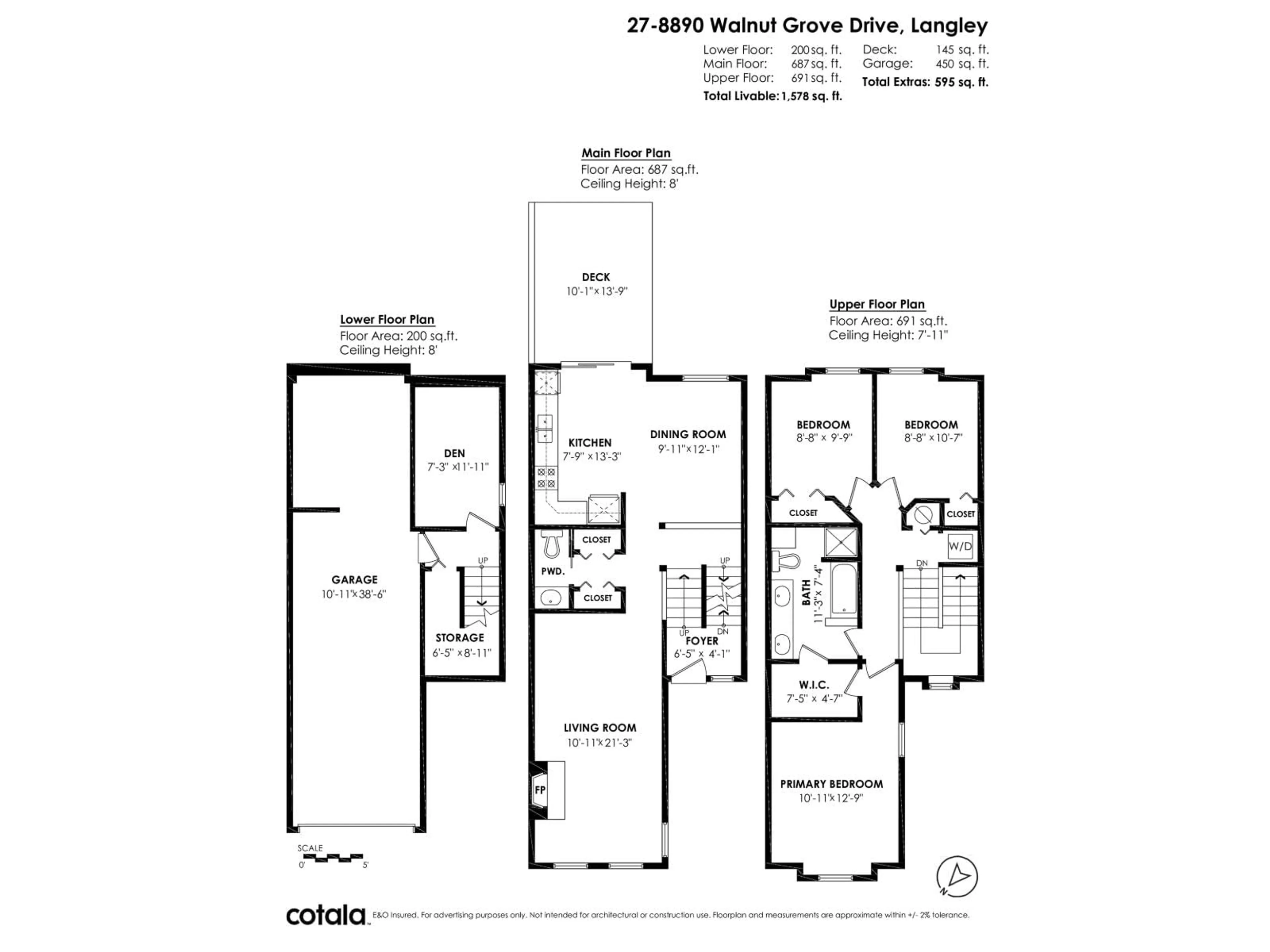 Floor plan for 27 - 8890 WALNUT GROVE DRIVE, Langley British Columbia V1M3W4