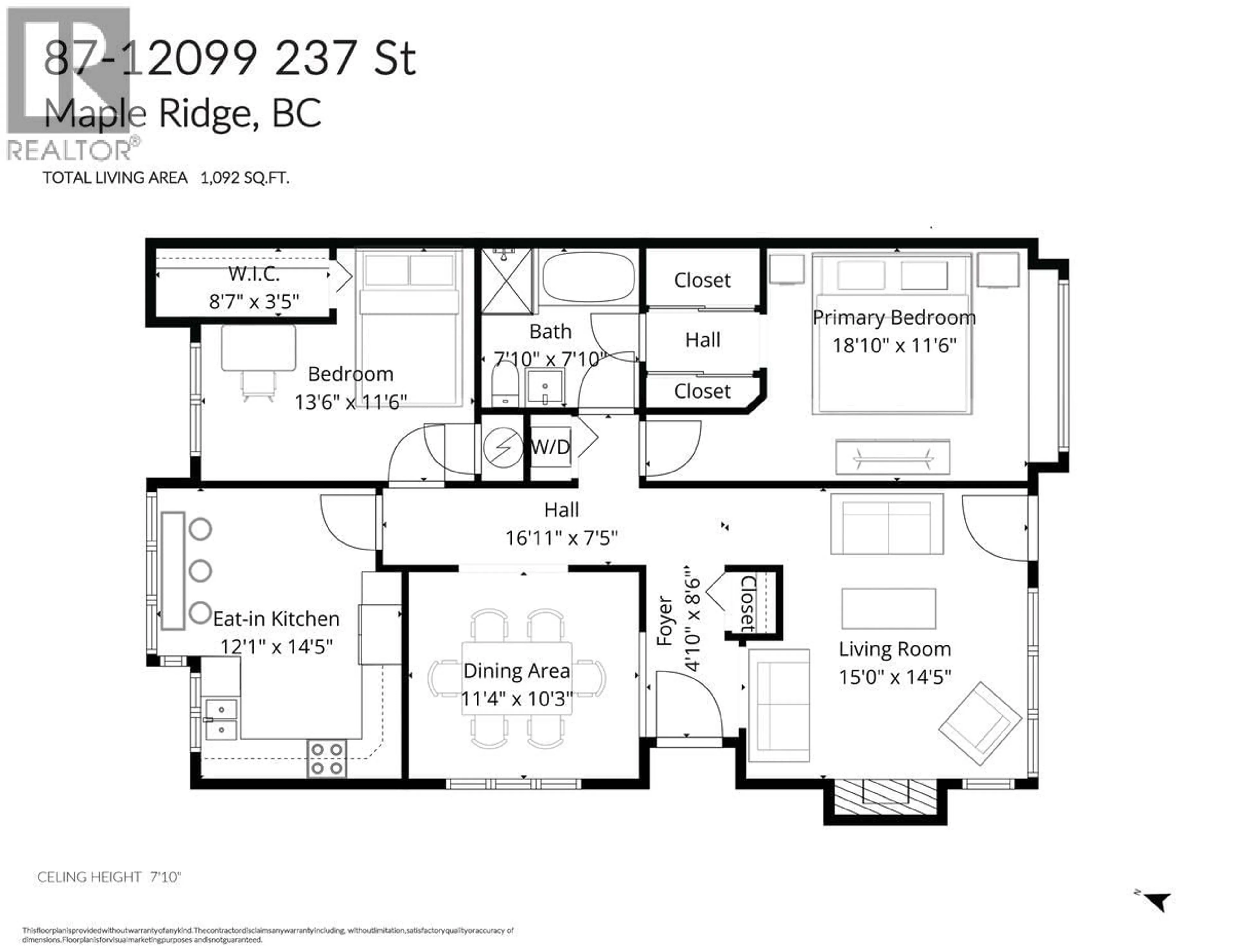 Floor plan for 87 - 12099 237 STREET, Maple Ridge British Columbia V4R2C3