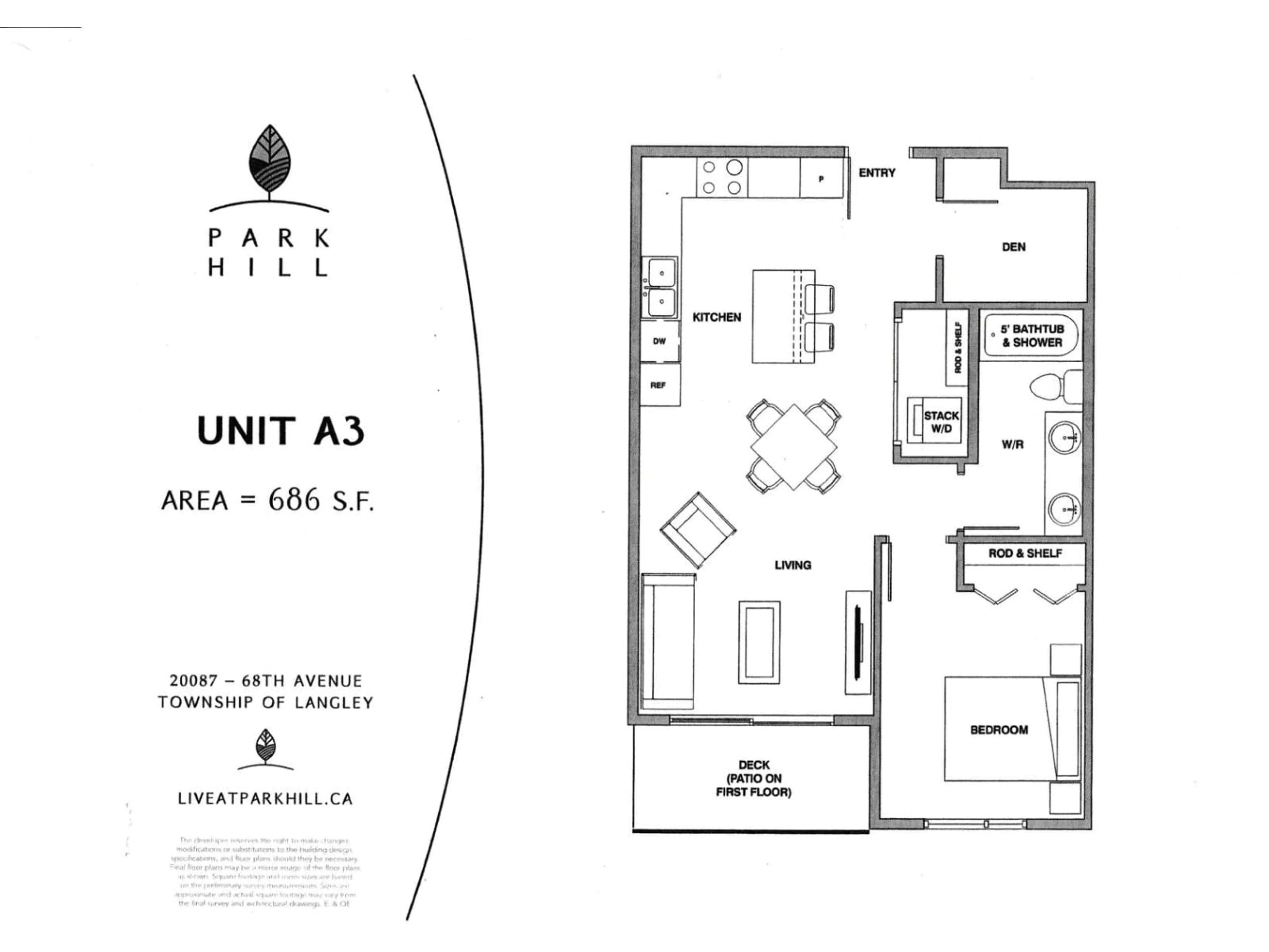 Floor plan for A200 - 20087 68 AVENUE, Langley British Columbia V2Y0Y2