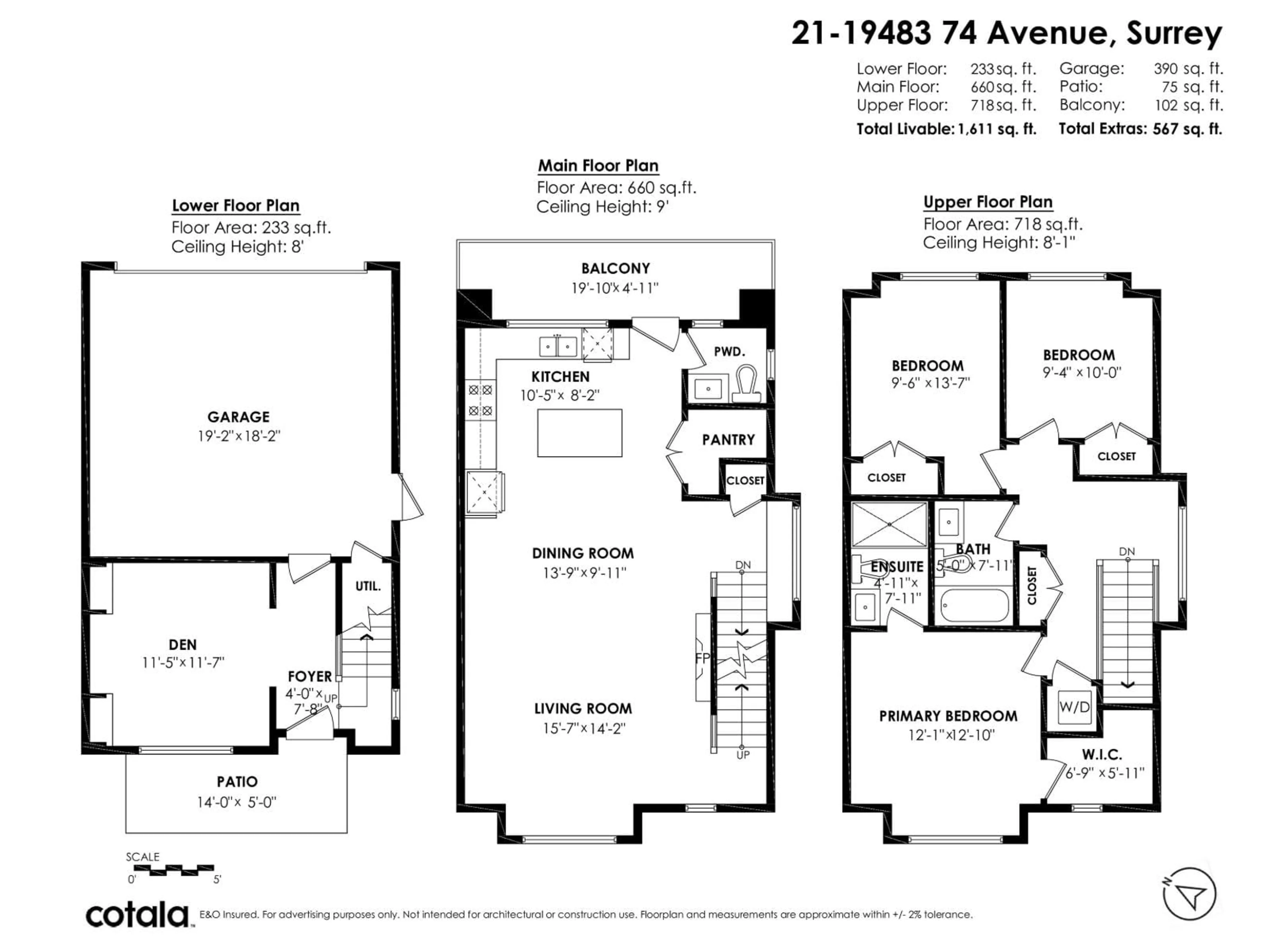 Floor plan for 21 - 19483 74 AVENUE, Surrey British Columbia V4N6V7