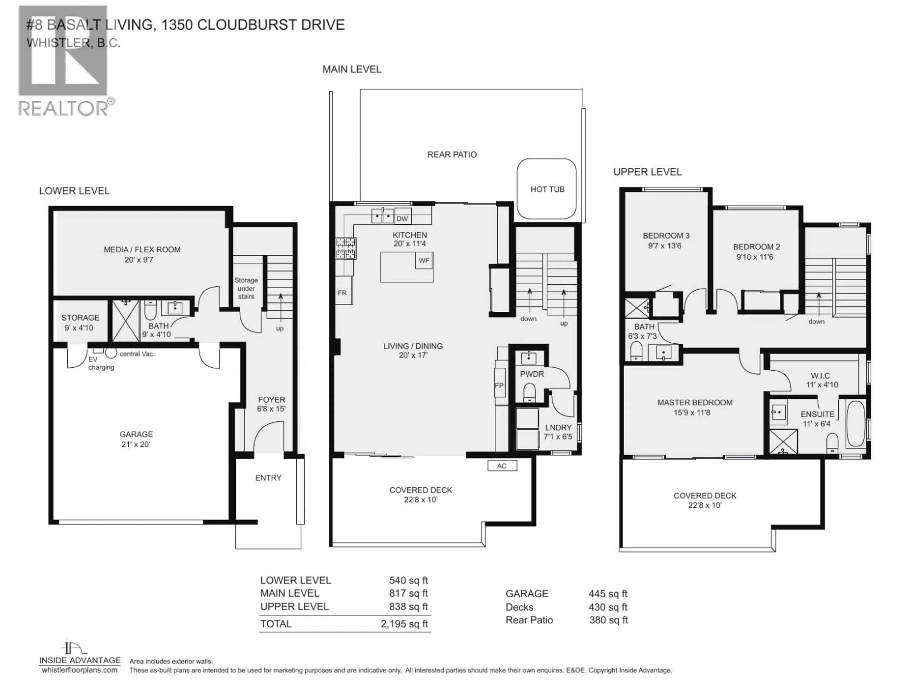 Floor plan for 8 - 1350 CLOUDBURST DRIVE, Whistler British Columbia V8E1N6