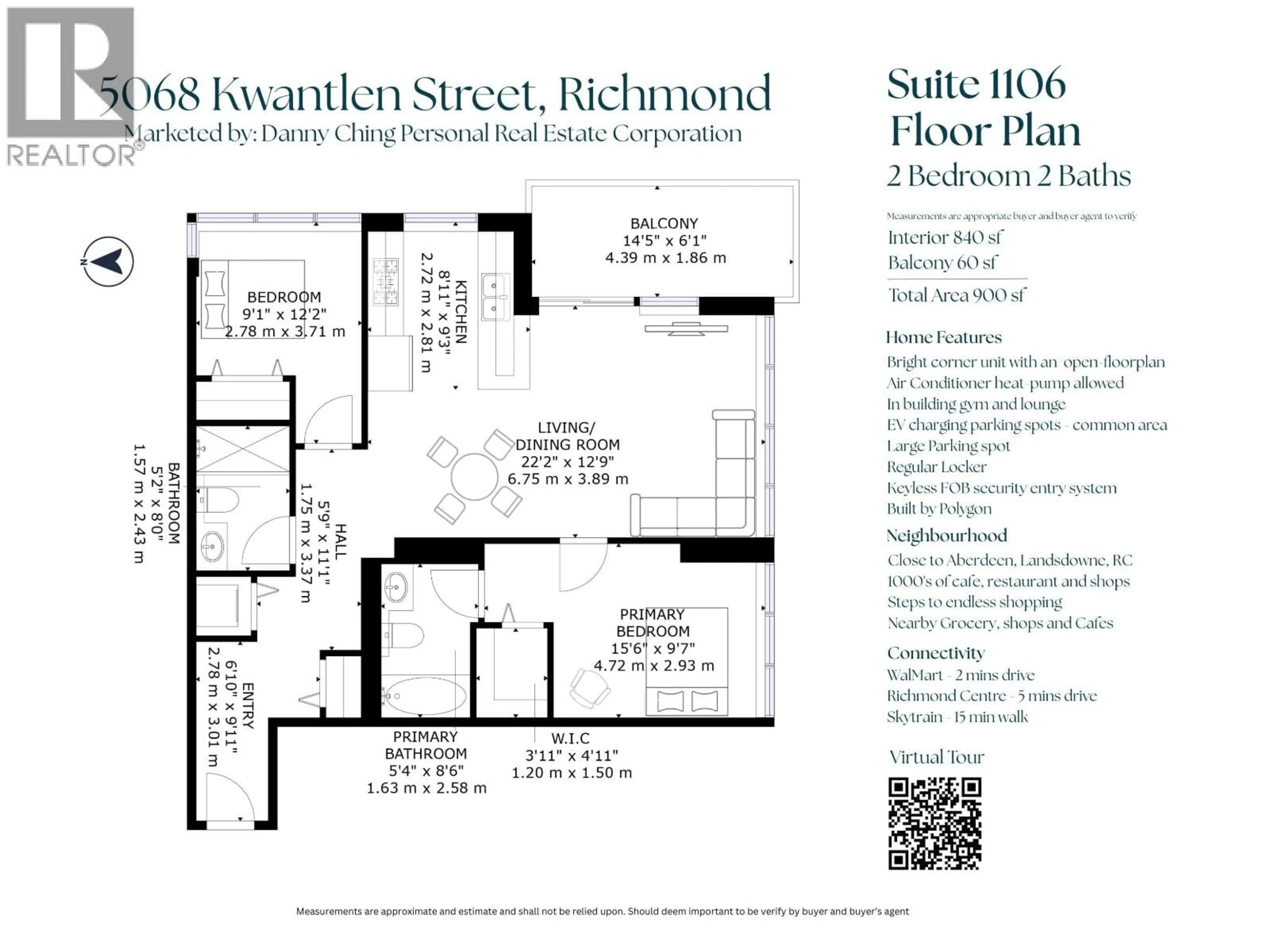 Floor plan for 1106 - 5068 KWANTLEN STREET, Richmond British Columbia V6X4K4