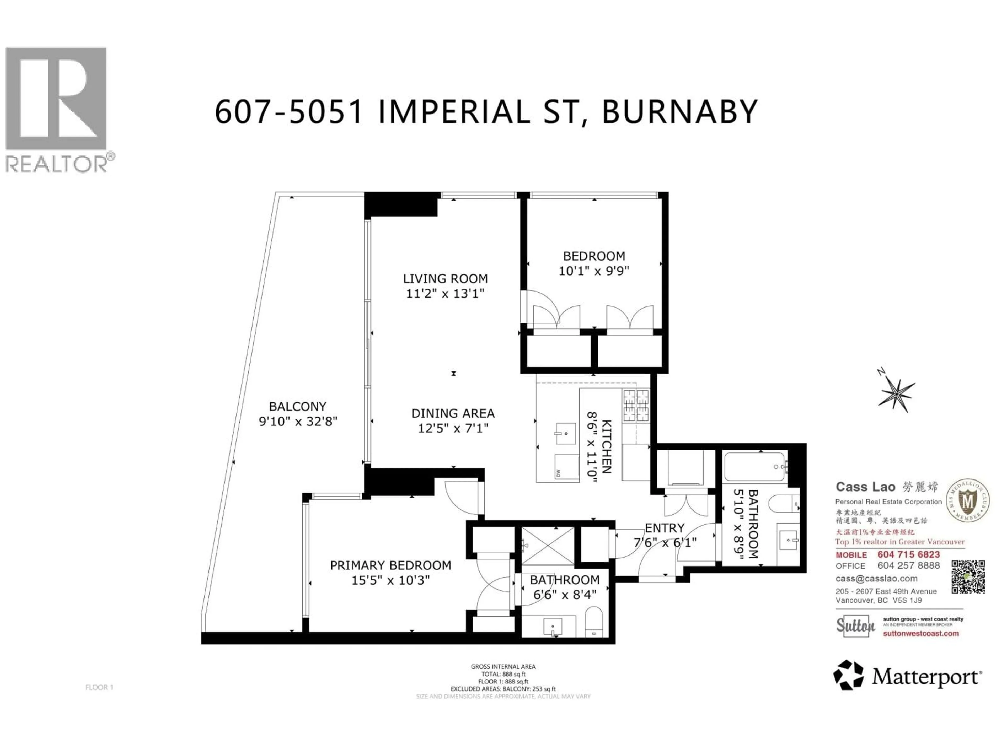 Floor plan for 607 - 5051 IMPERIAL STREET, Burnaby British Columbia V5J0J3