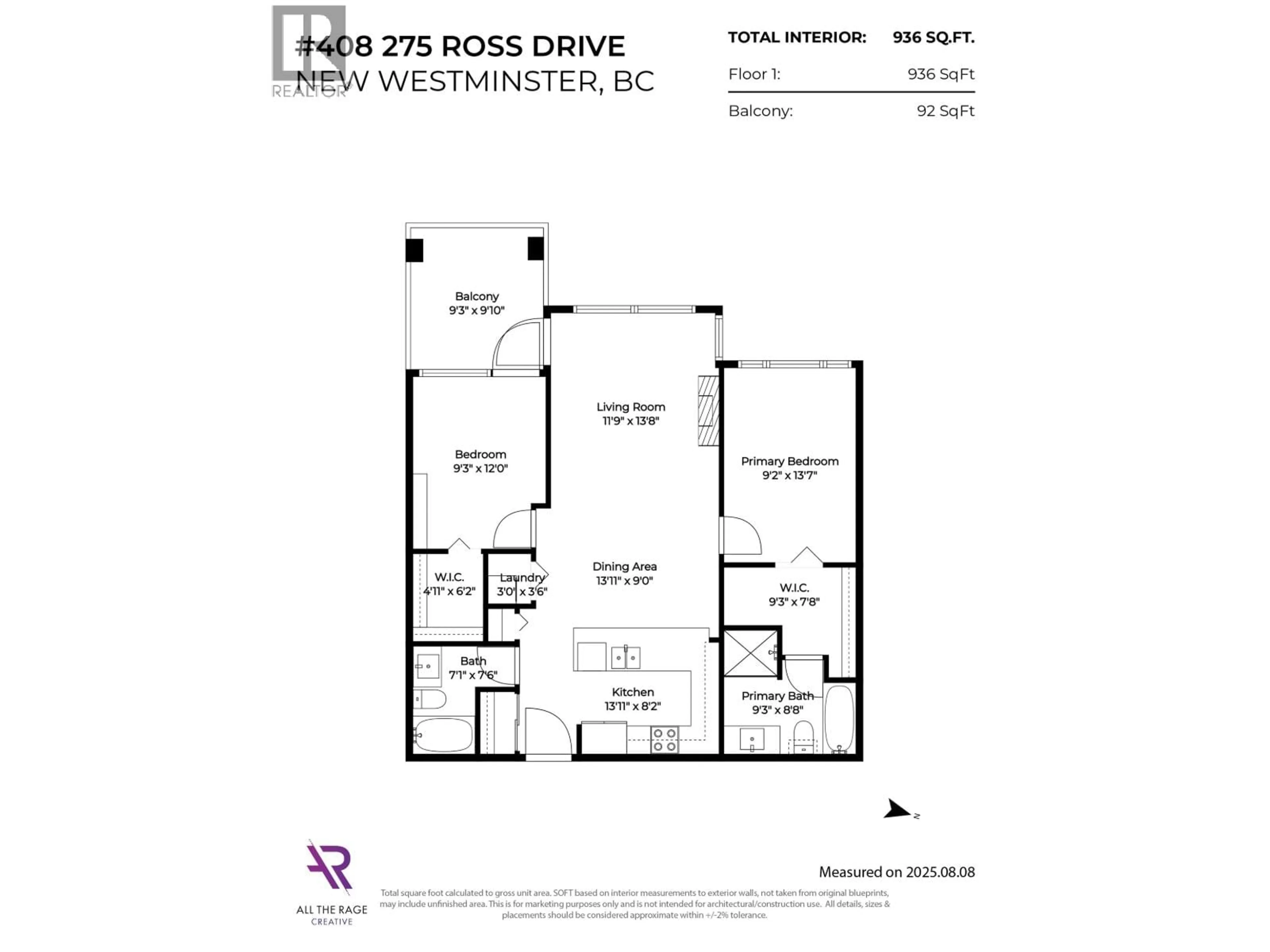 Floor plan for 408 - 275 ROSS DRIVE, New Westminster British Columbia V3L0B6