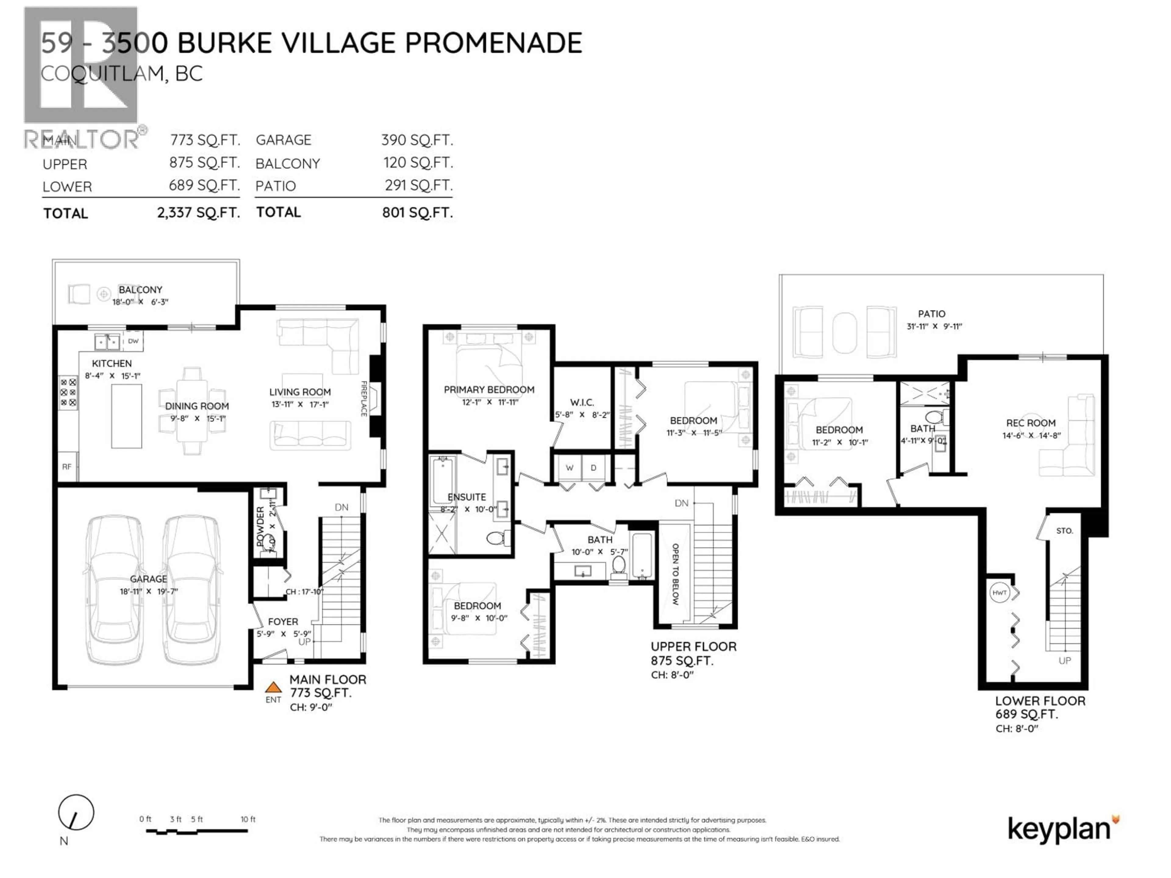 Floor plan for 59 - 3500 BURKE VILLAGE PROMENADE, Coquitlam British Columbia V3E0N2