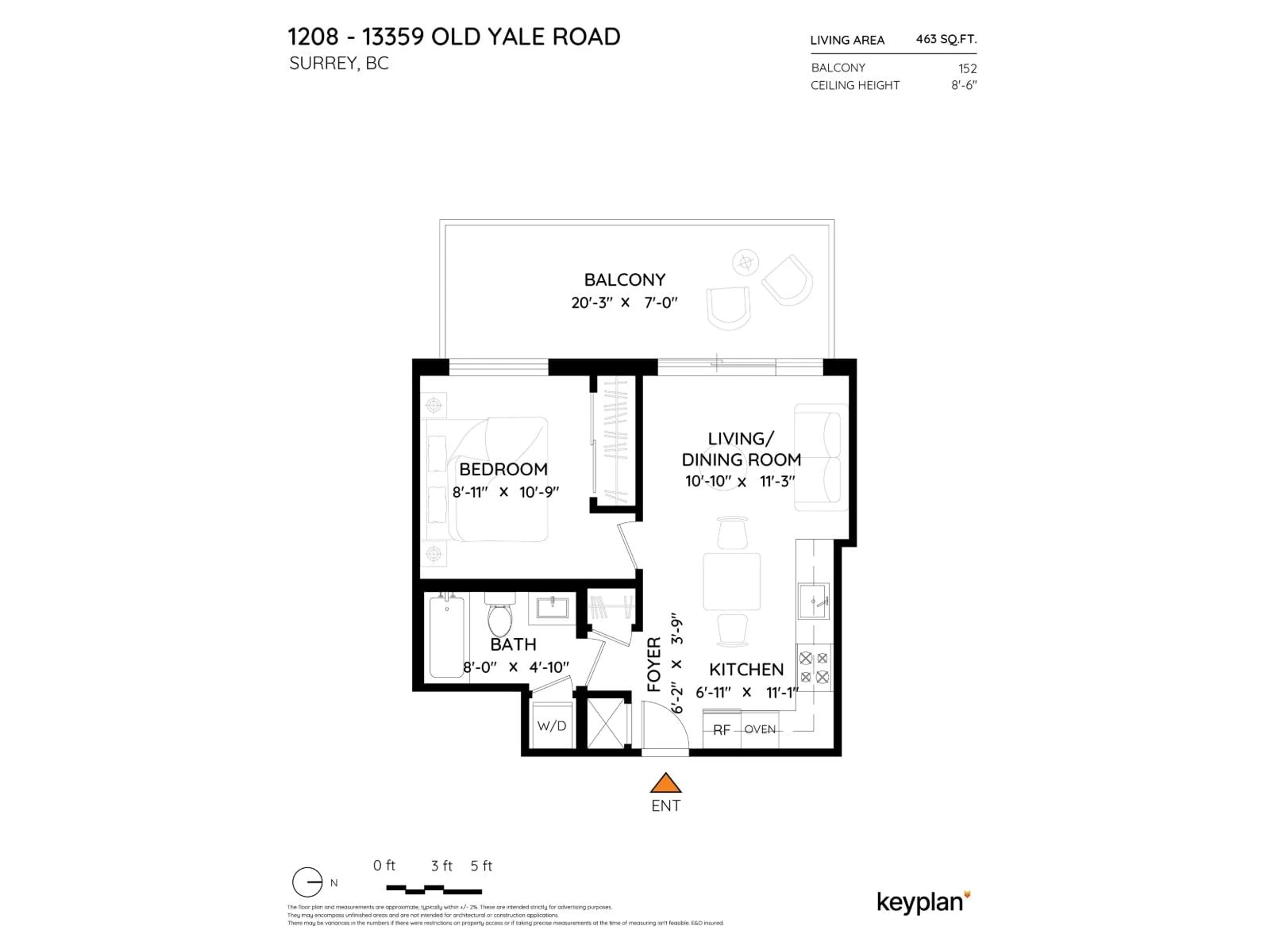 Floor plan for 1208 - 13359 OLD YALE ROAD, Surrey British Columbia V3T0S4