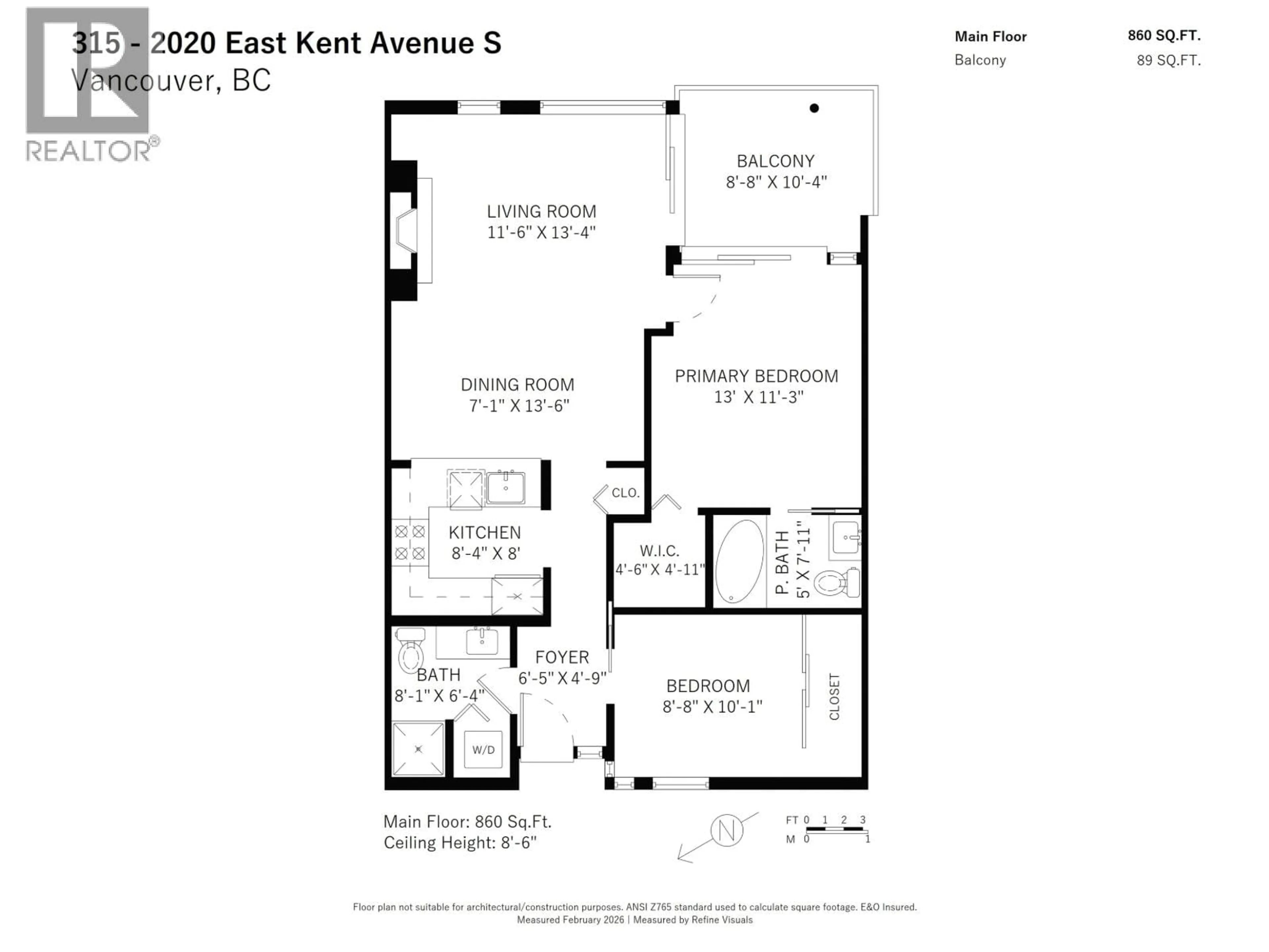 Floor plan for 315 - 2020 KENT AVENUE SOUTH, Vancouver British Columbia V5P4X1