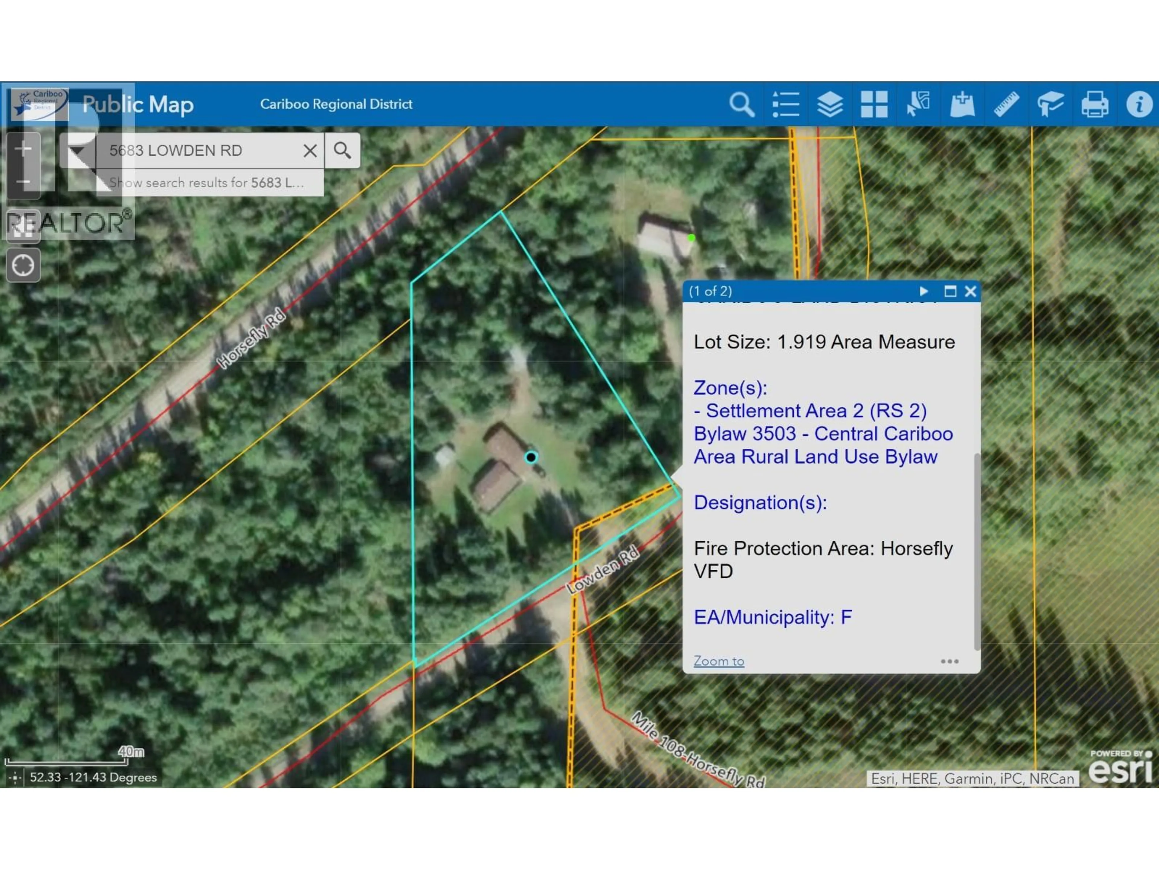 Picture of a map for 5683 LOWDEN ROAD, Horsefly British Columbia V0L1L0