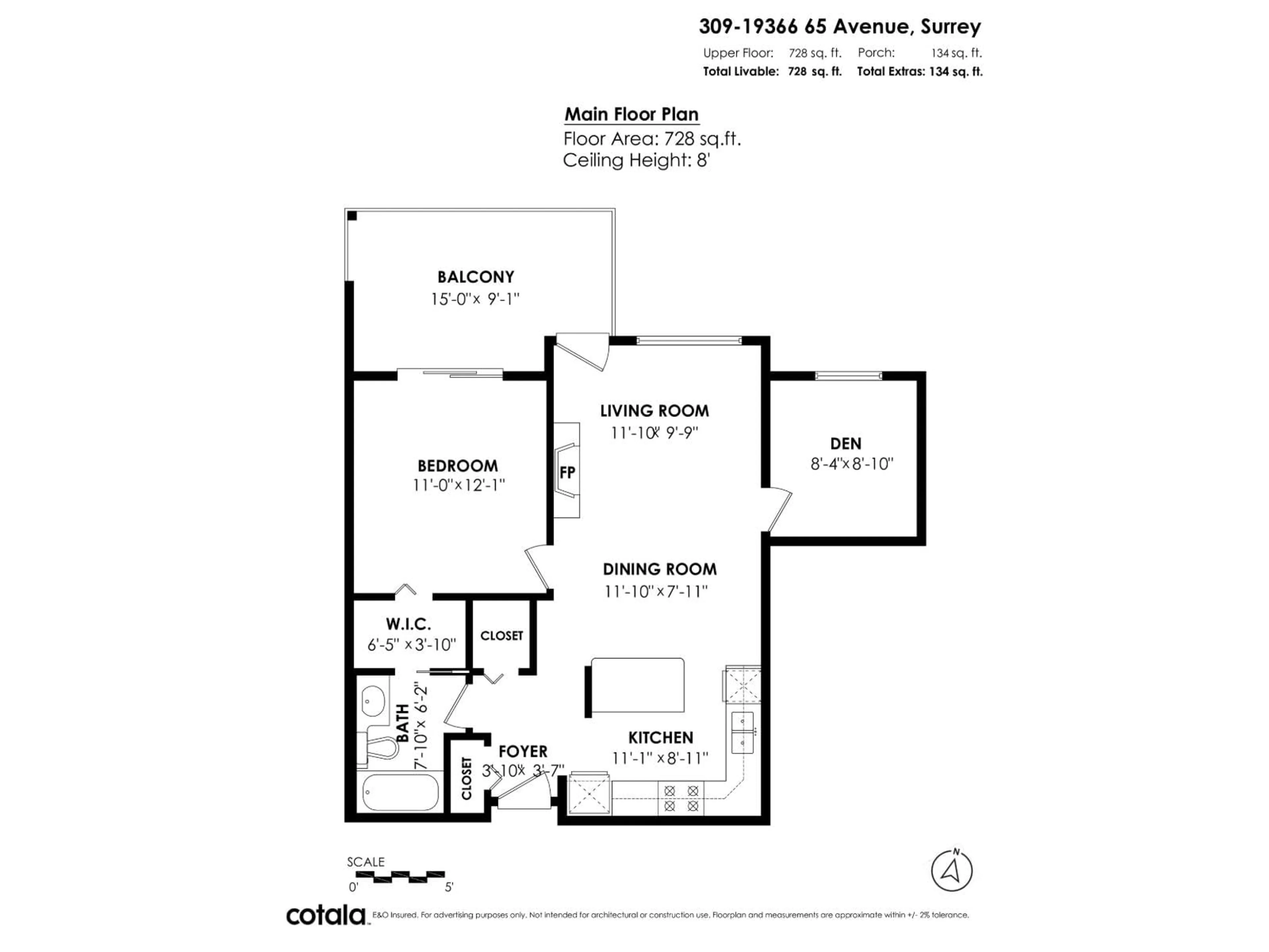 Floor plan for 309 - 19366 65 AVENUE, Surrey British Columbia V4N5S1