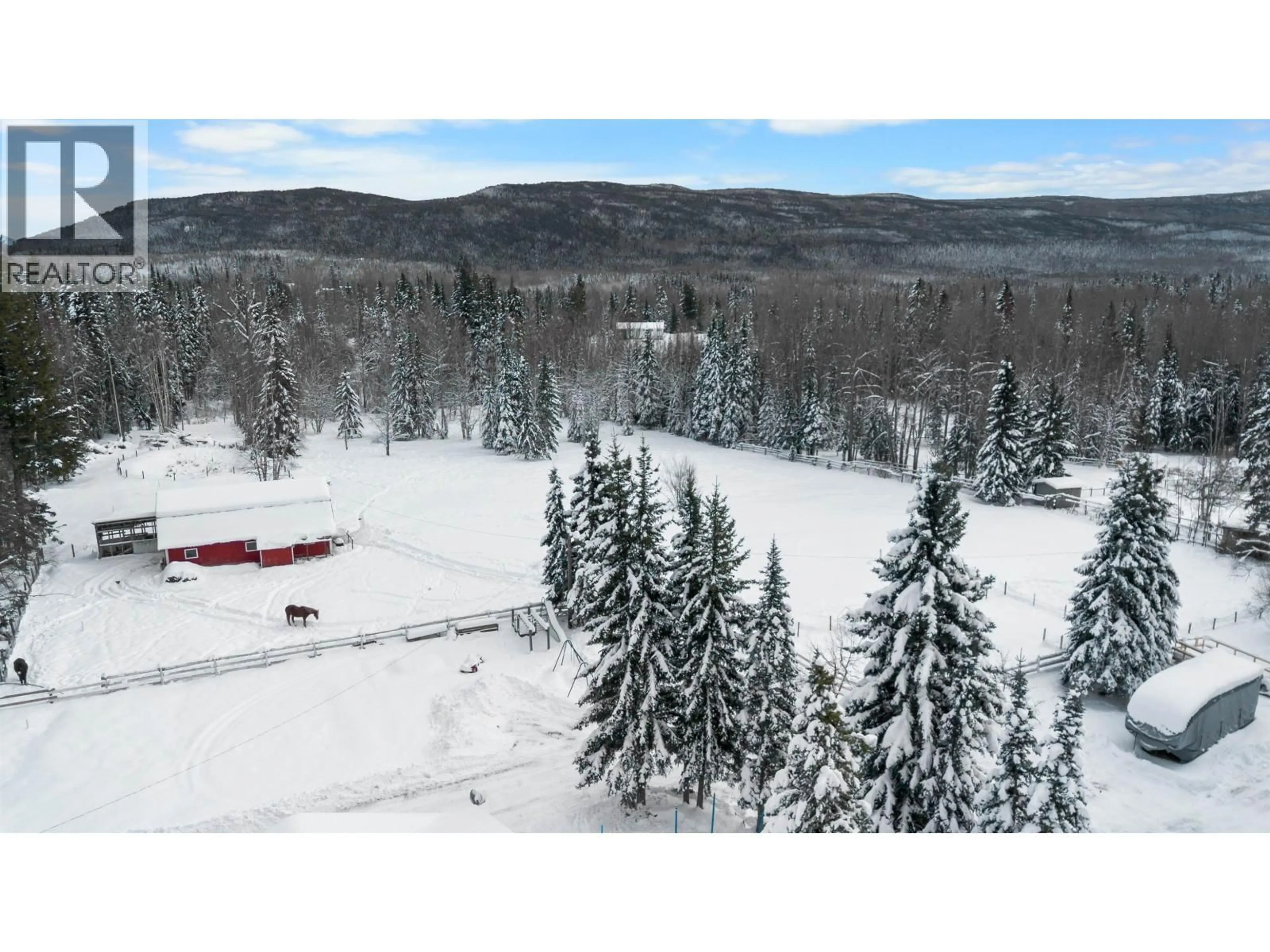 A pic from outside/outdoor area/front of a property/back of a property/a pic from drone, mountain view for 1570 GEDDES ROAD, Prince George British Columbia V2K5G3