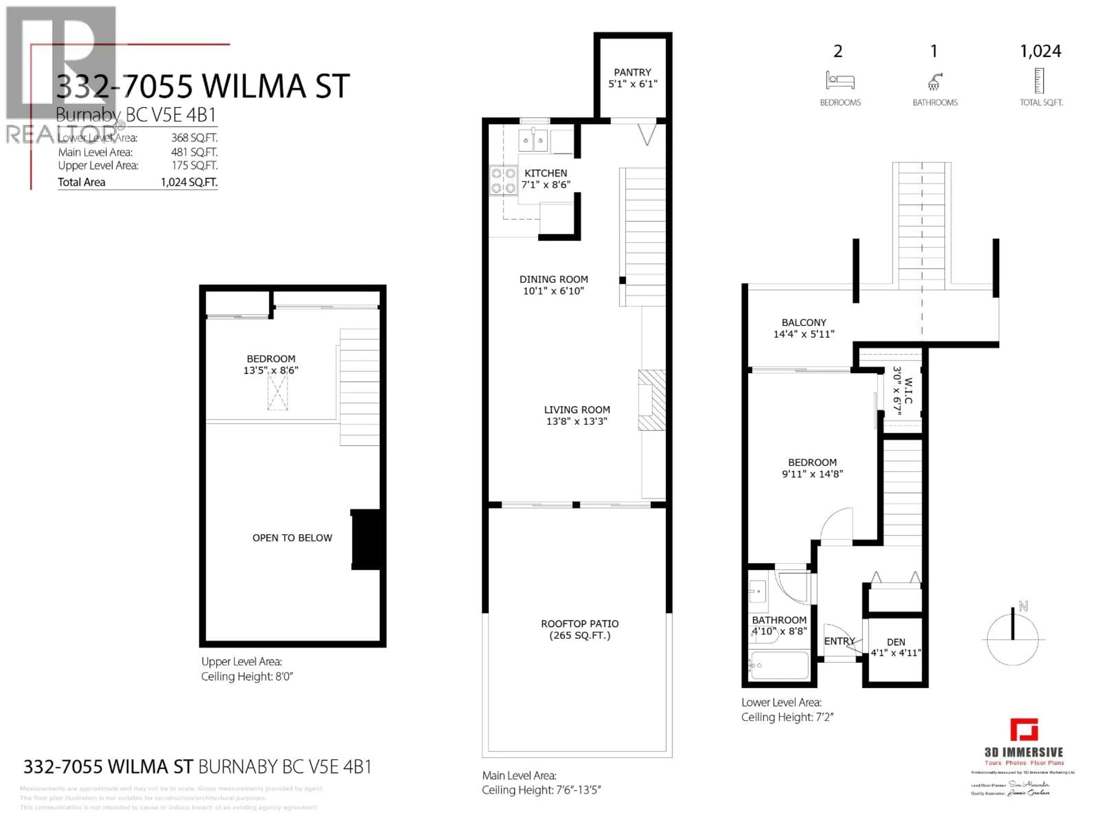 Floor plan for 332 - 7055 WILMA STREET, Burnaby British Columbia V5E4B1