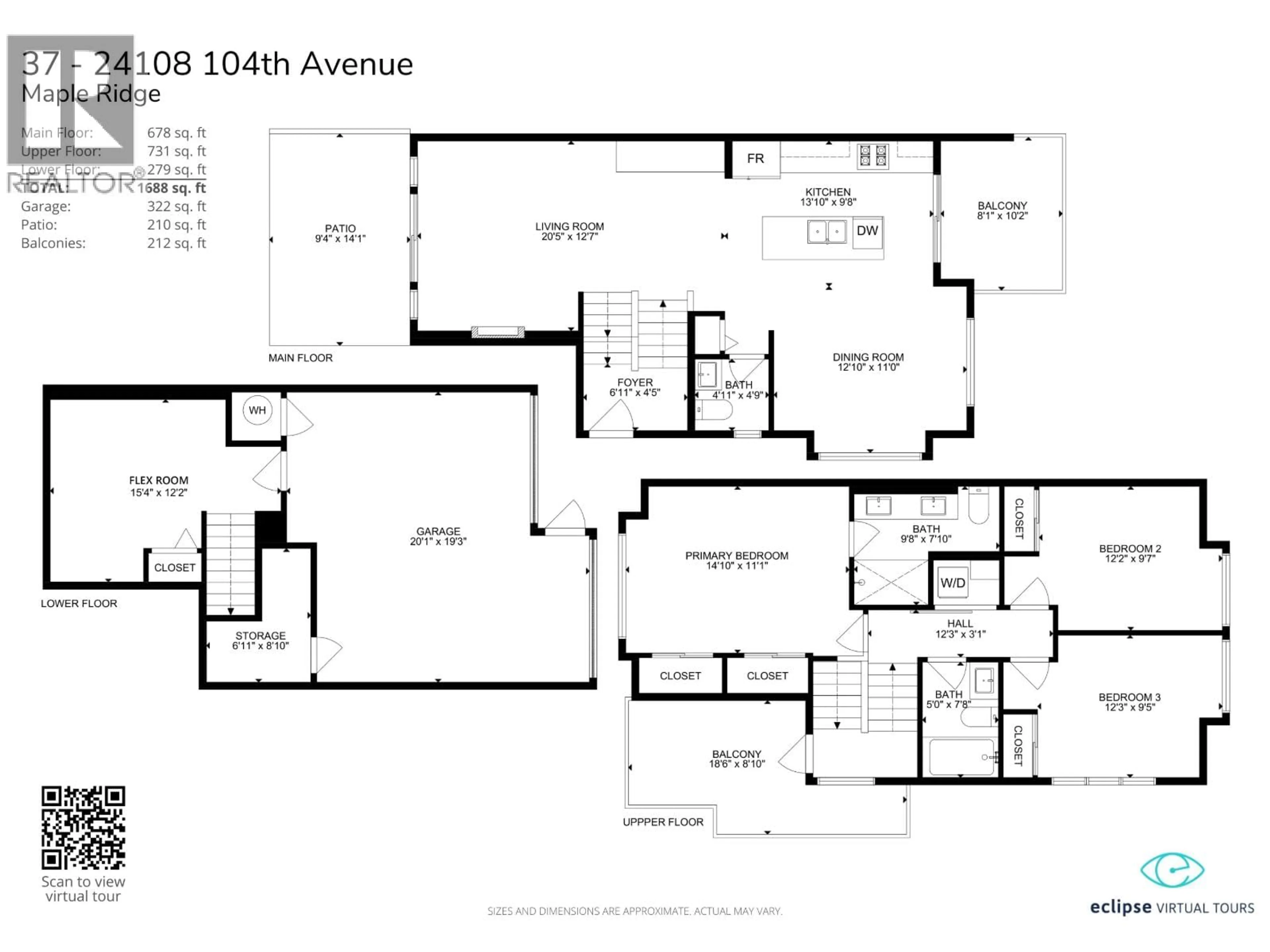 Floor plan for 37 - 24108 104 AVENUE, Maple Ridge British Columbia V2W0J5