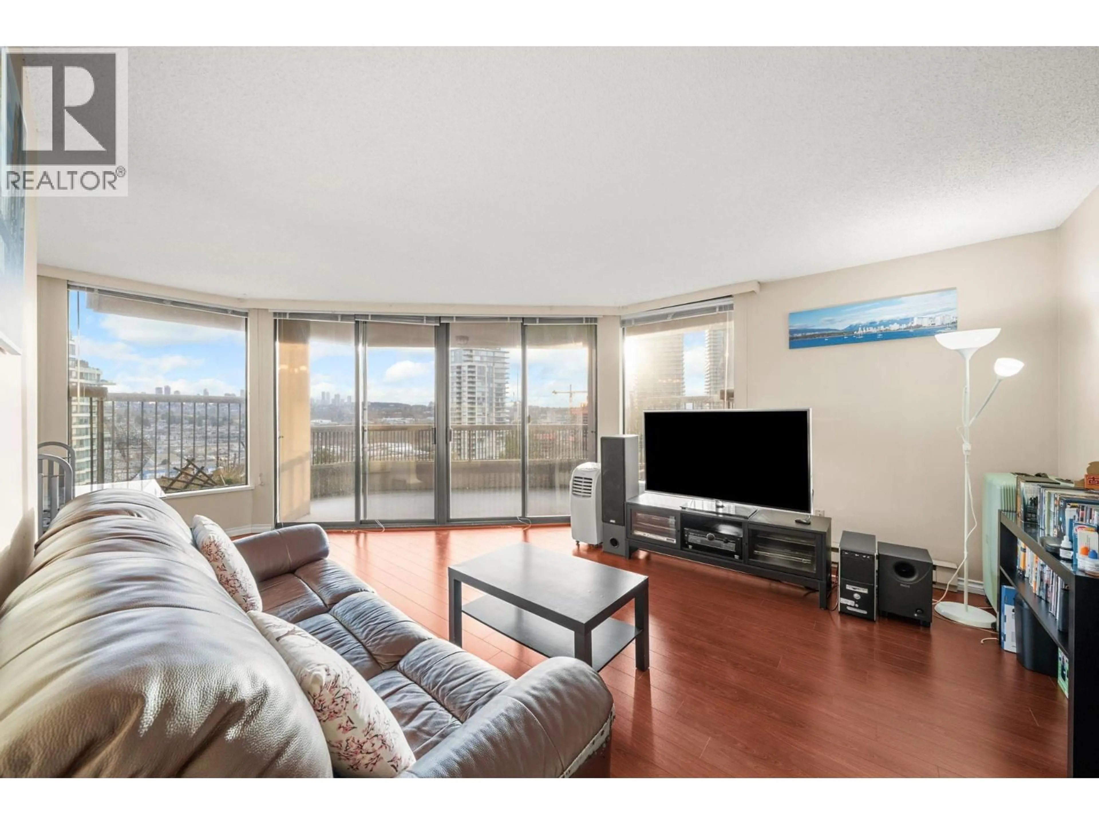 Living room with furniture, wood/laminate floor for 1108 - 2041 BELLWOOD AVENUE, Burnaby British Columbia V5B4V5