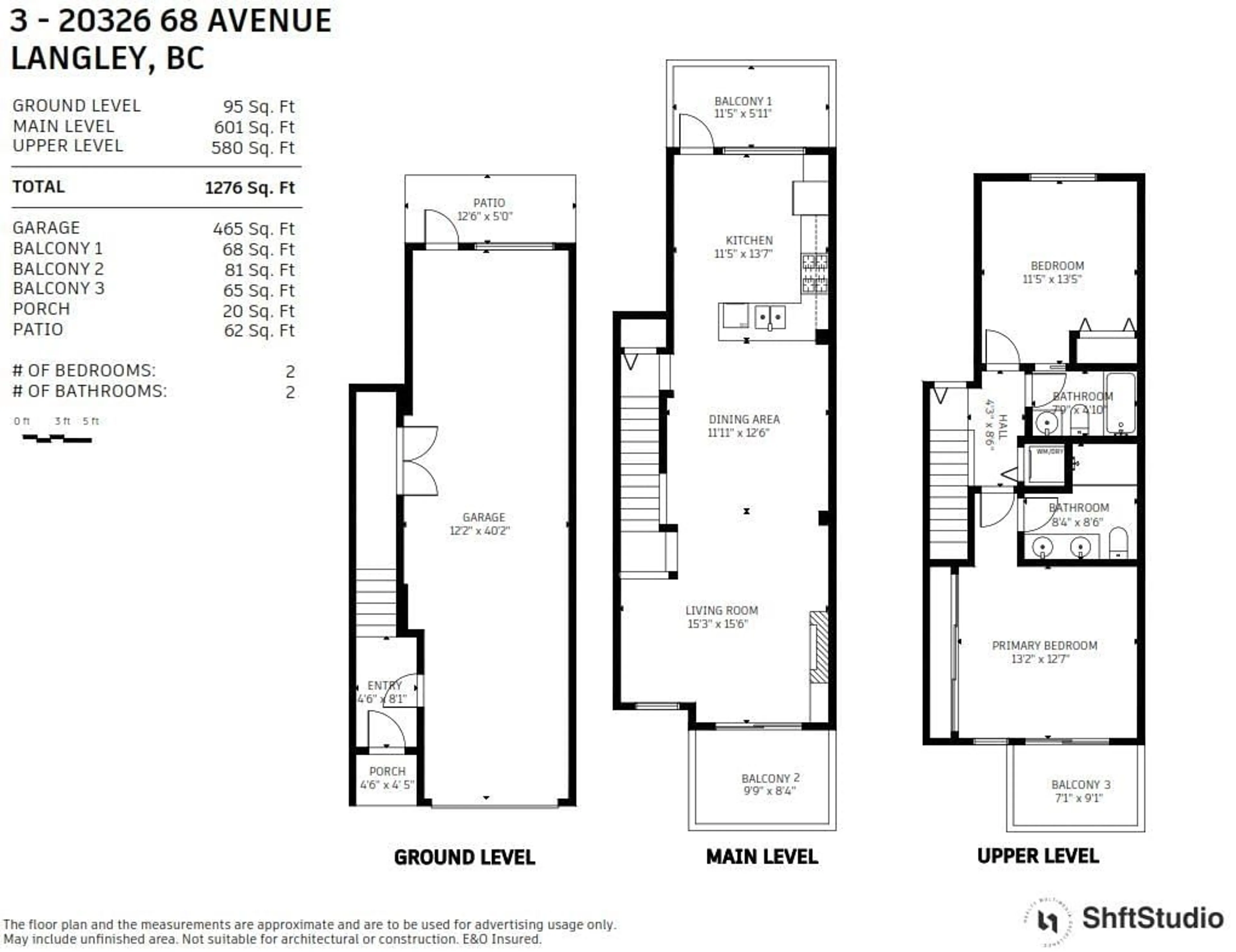 Floor plan for 3 - 20326 68 AVENUE, Langley British Columbia V2Y0E3