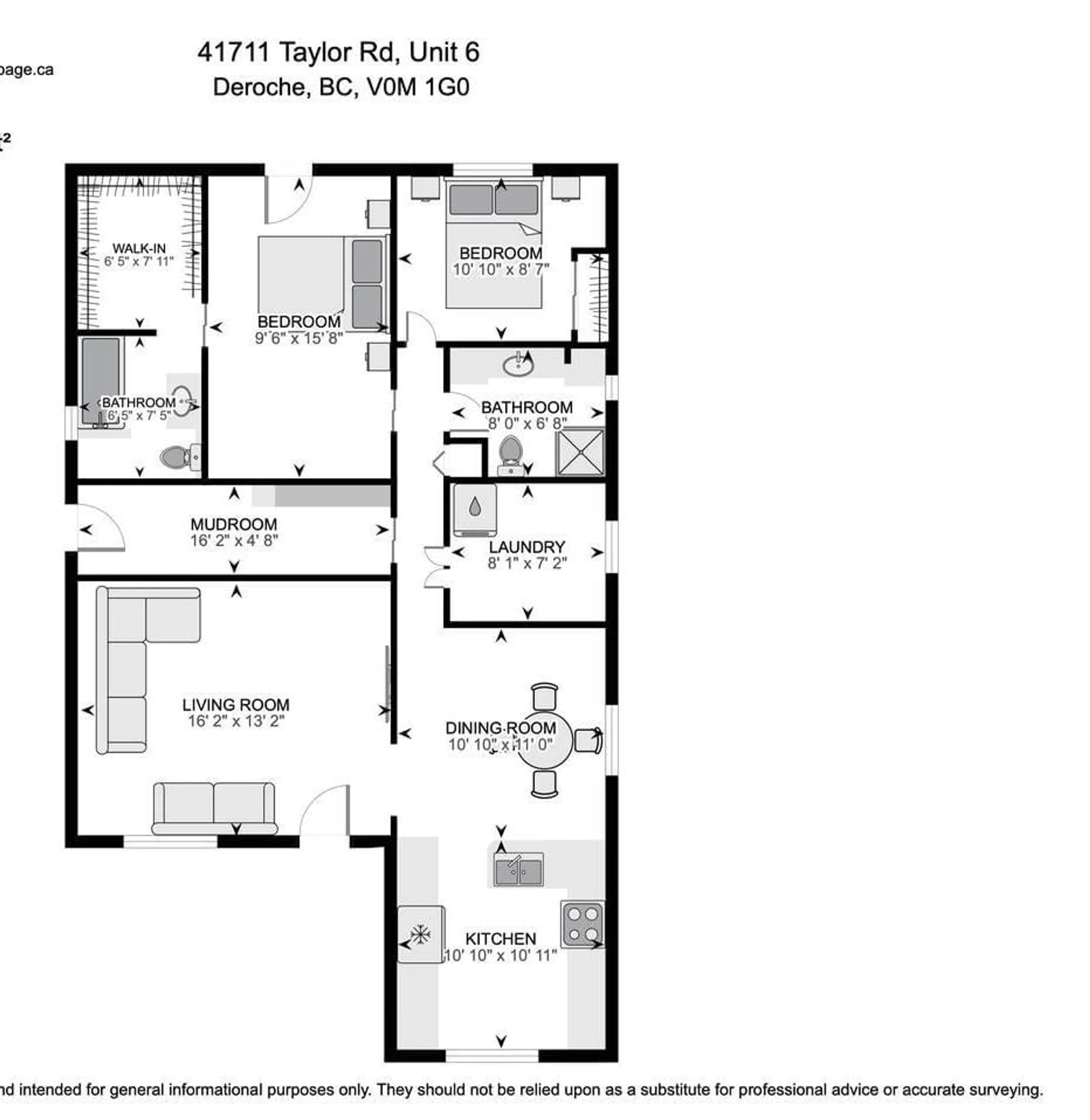 Floor plan for 6 - 41711 TAYLOR ROAD, Mission British Columbia V2V5X4
