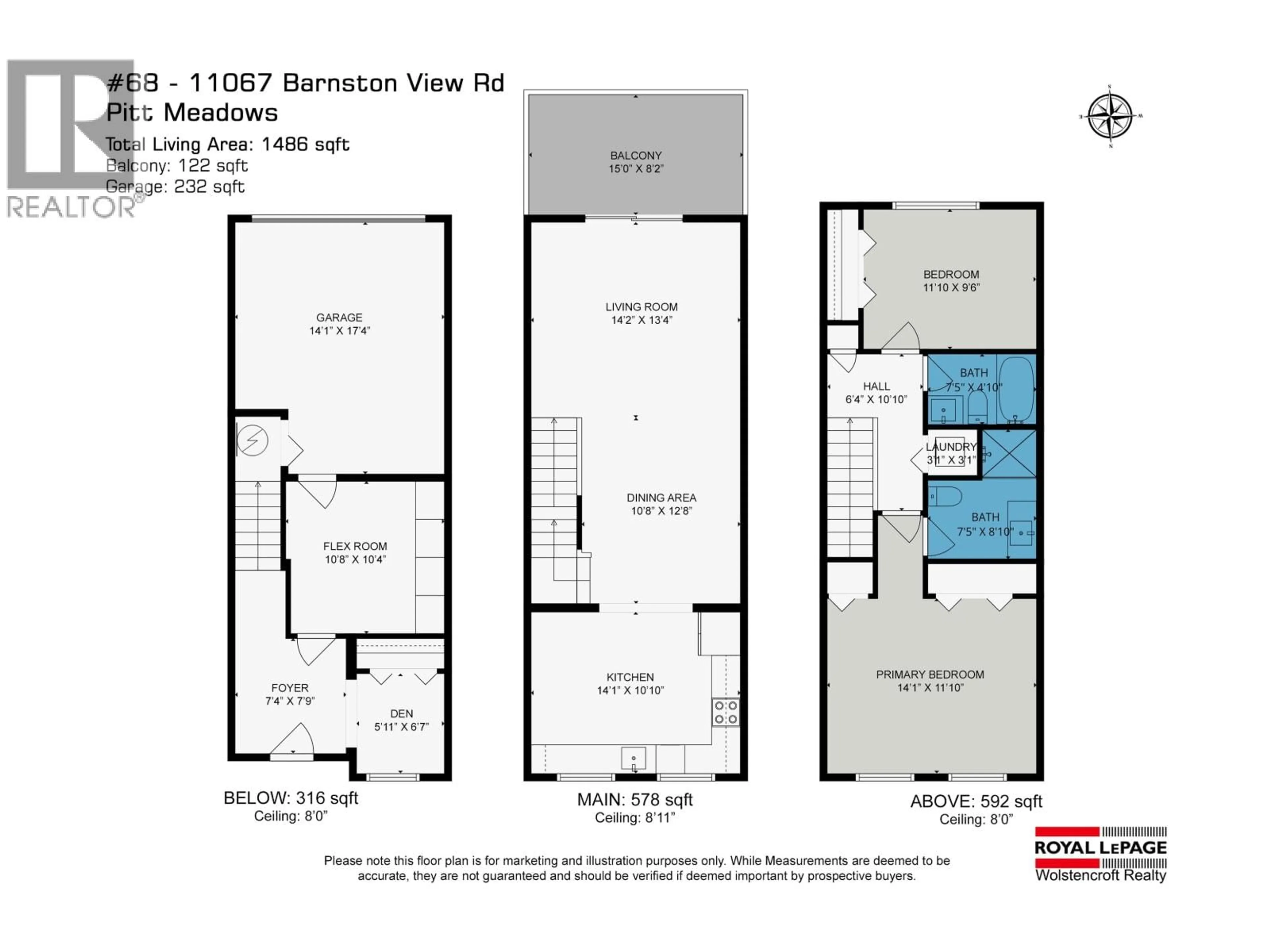 Floor plan for 68 - 11067 BARNSTON VIEW ROAD, Pitt Meadows British Columbia V3Y2X3