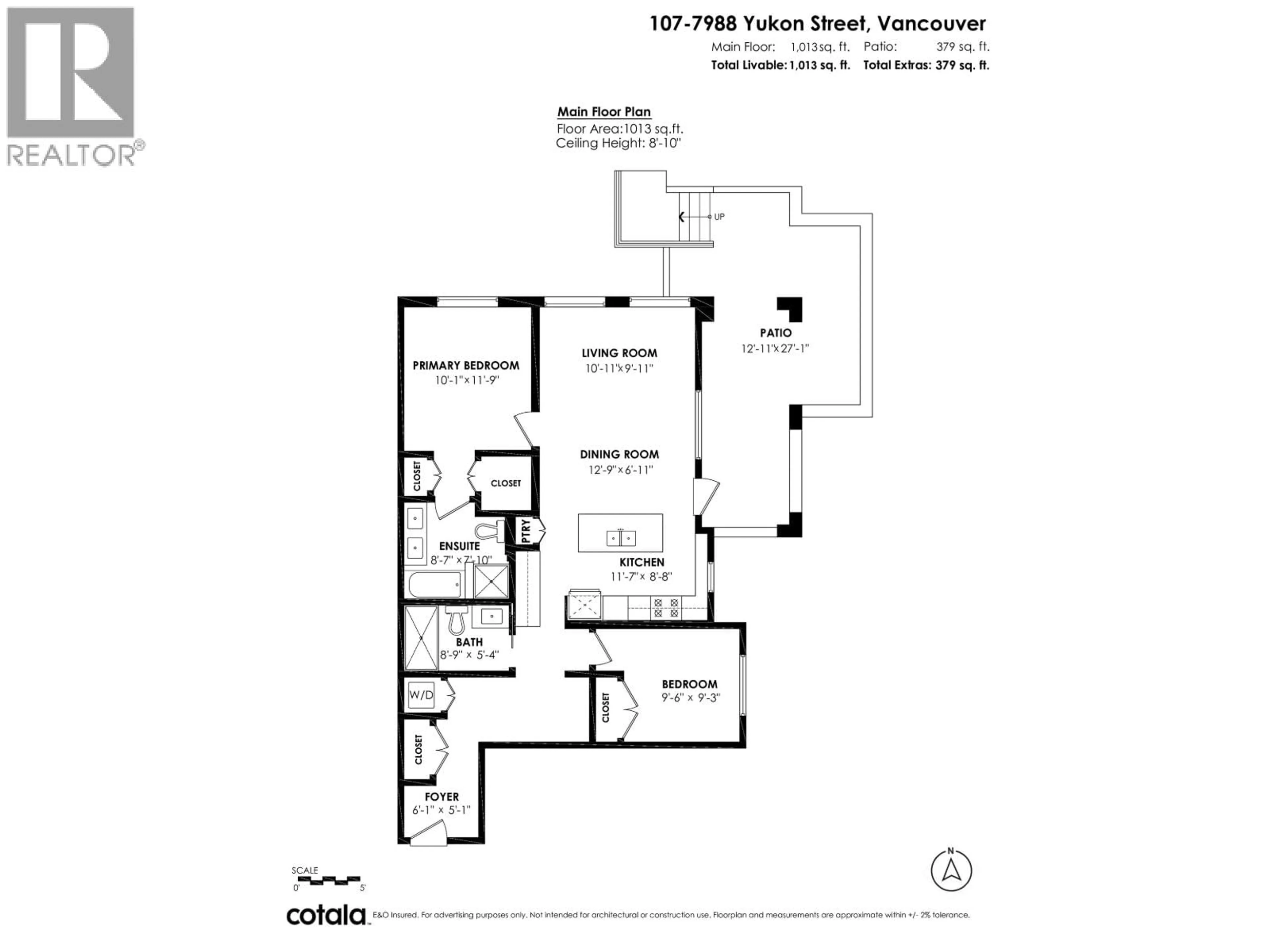 Floor plan for 107 - 7988 YUKON STREET, Vancouver British Columbia V5X2Y7
