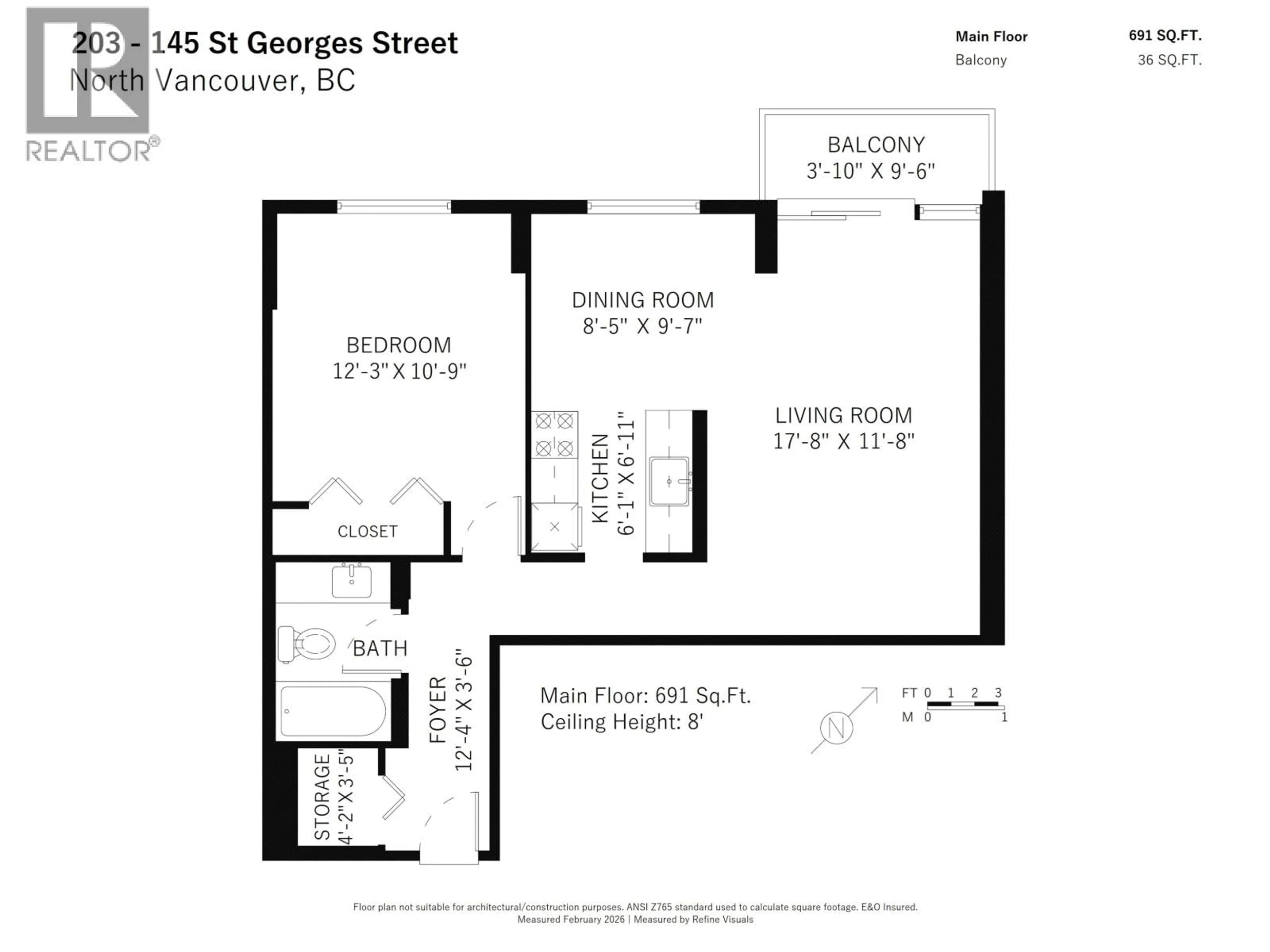 Floor plan for 203 - 145 ST. GEORGES AVENUE, North Vancouver British Columbia V7L3G8