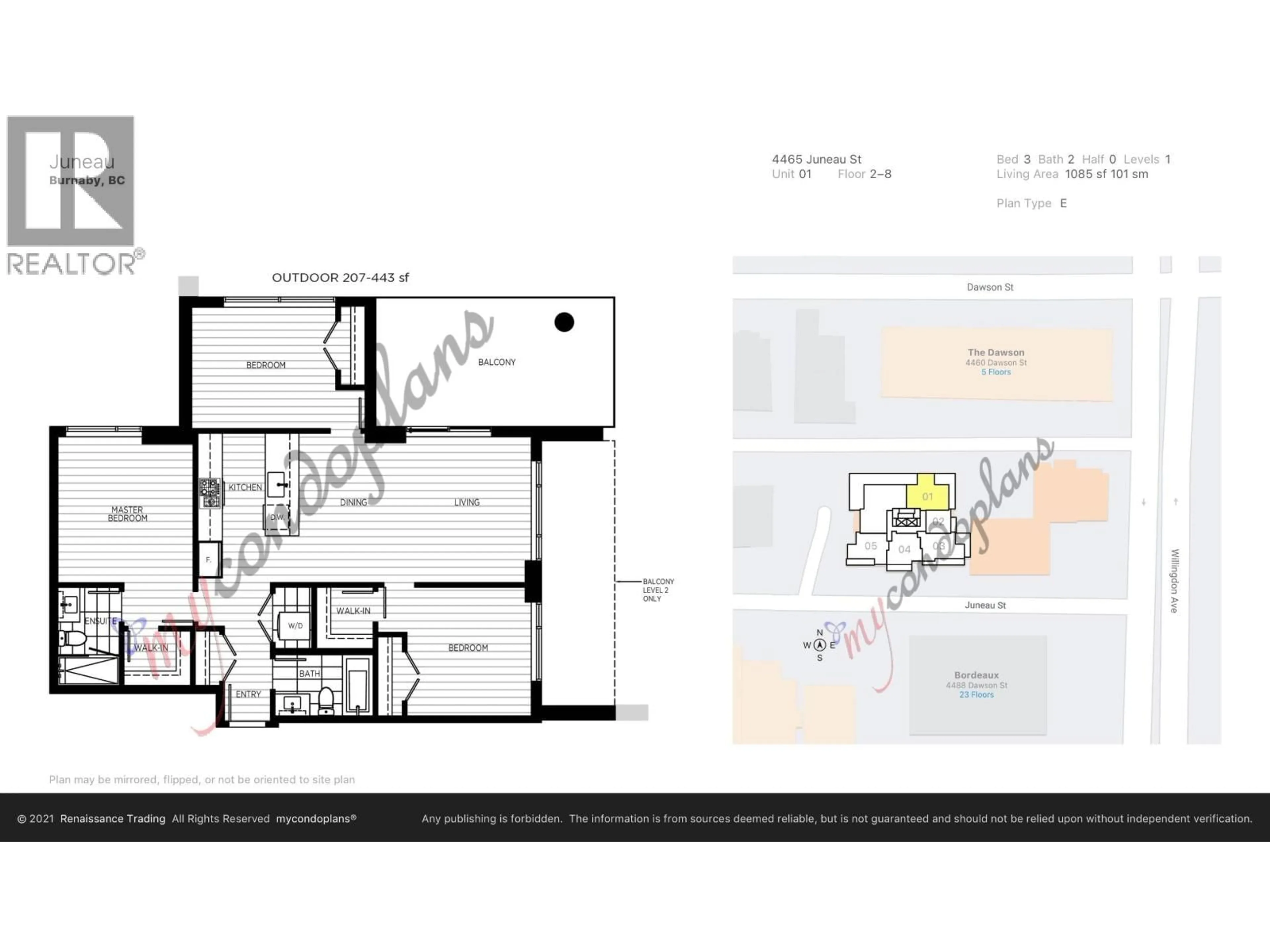 Floor plan for 601 - 4465 JUNEAU STREET, Burnaby British Columbia V5C0L8