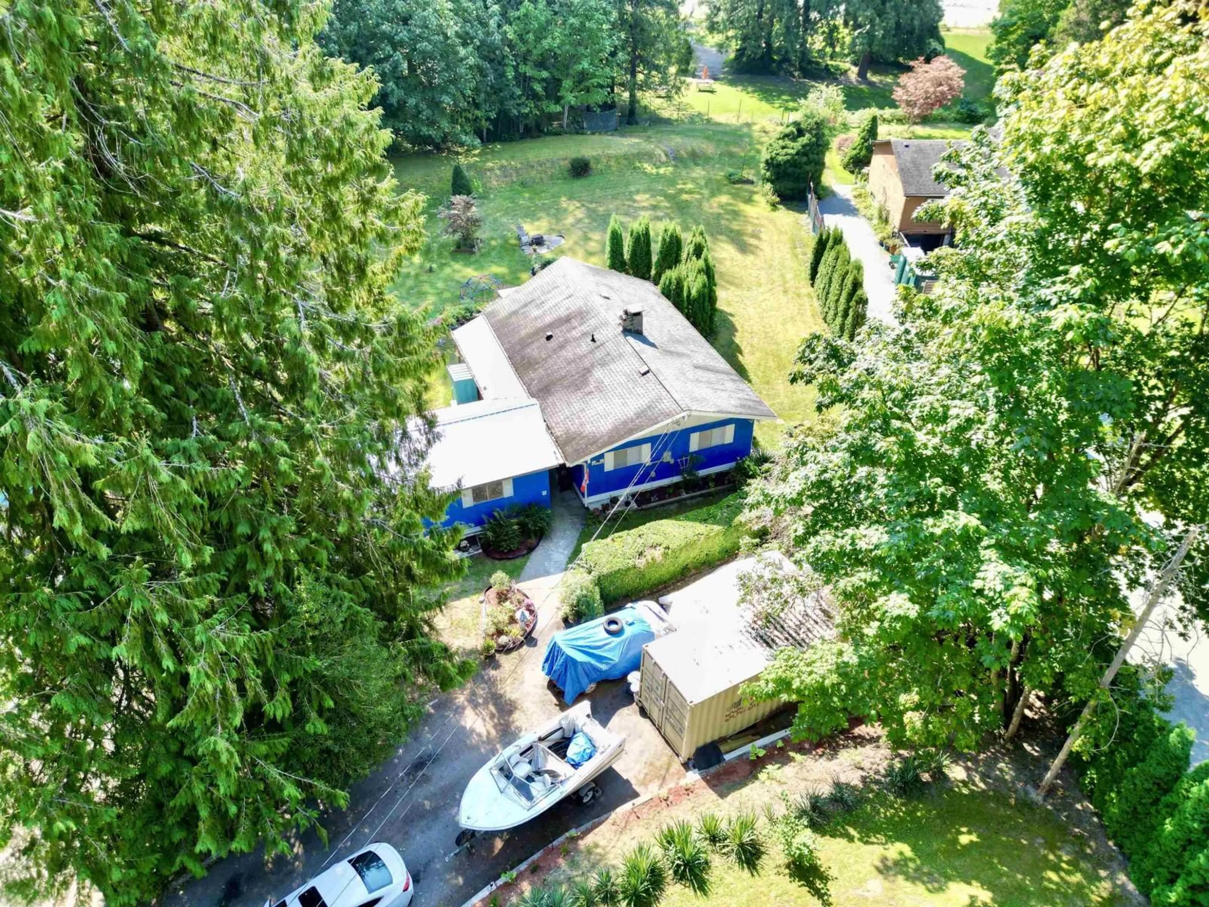 A pic from outside/outdoor area/front of a property/back of a property/a pic from drone, forest/trees view for 50964 O'BYRNE ROAD, Chilliwack British Columbia V4Z1B6