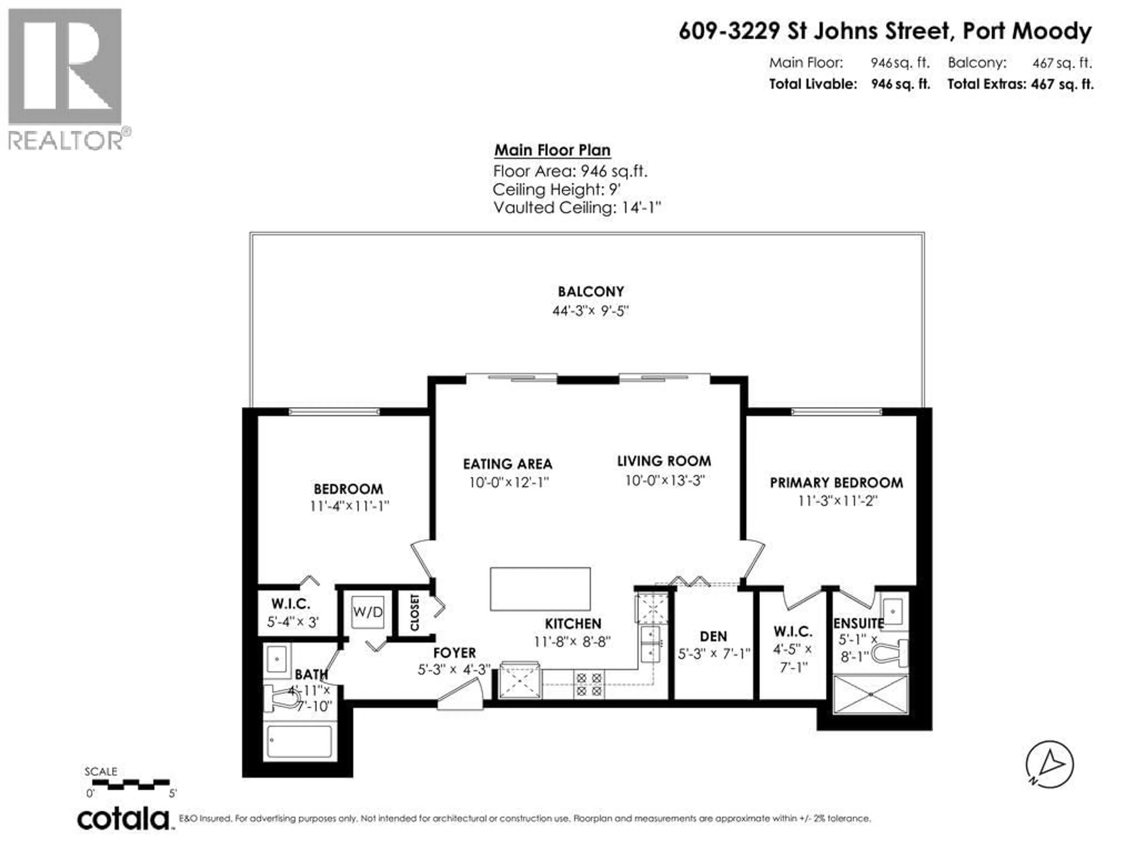 Floor plan for 609 - 3229 ST JOHNS STREET, Port Moody British Columbia V3H0M4