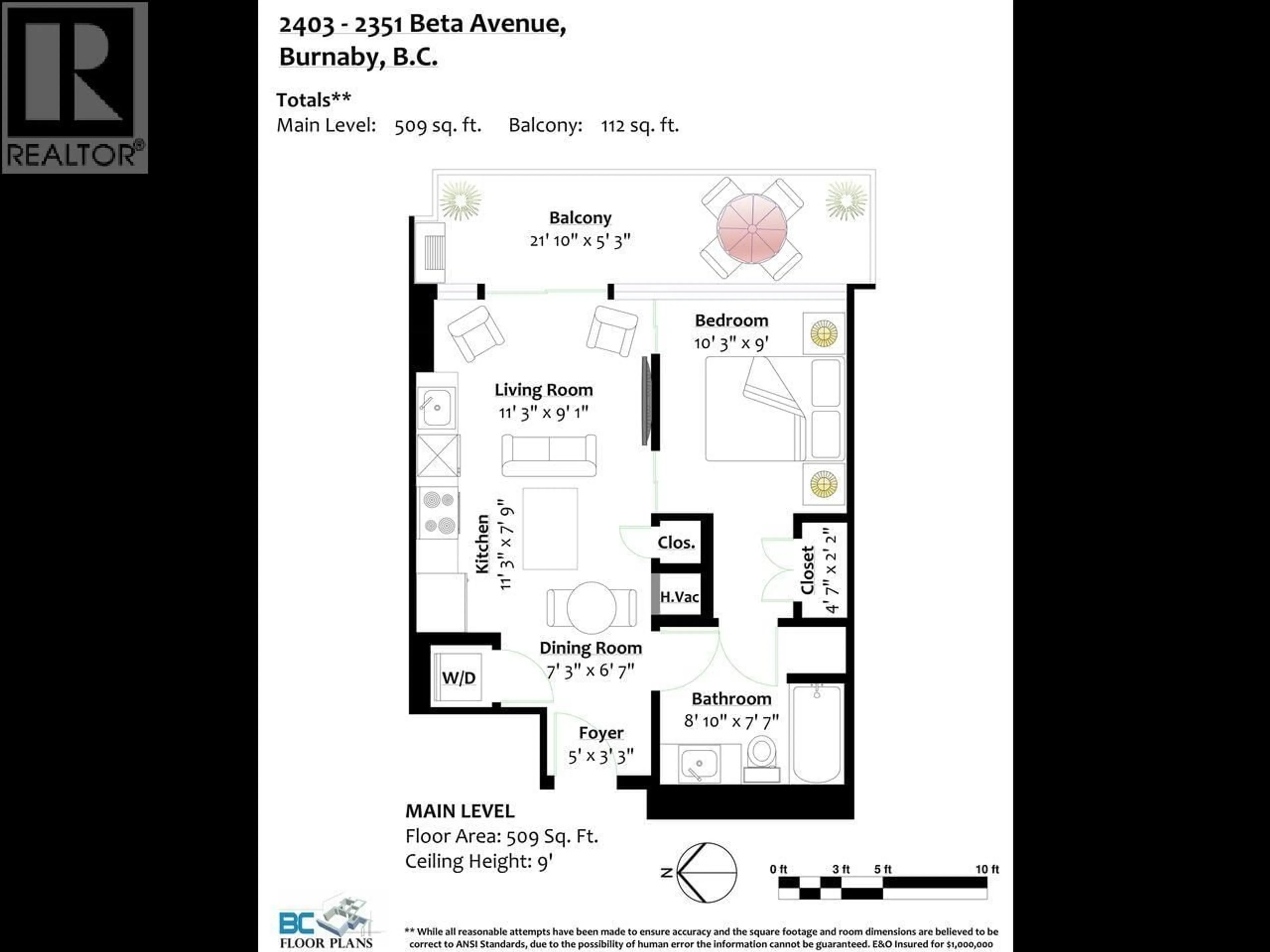 Floor plan for 2403 - 2351 BETA AVENUE, Burnaby British Columbia V5C0M2
