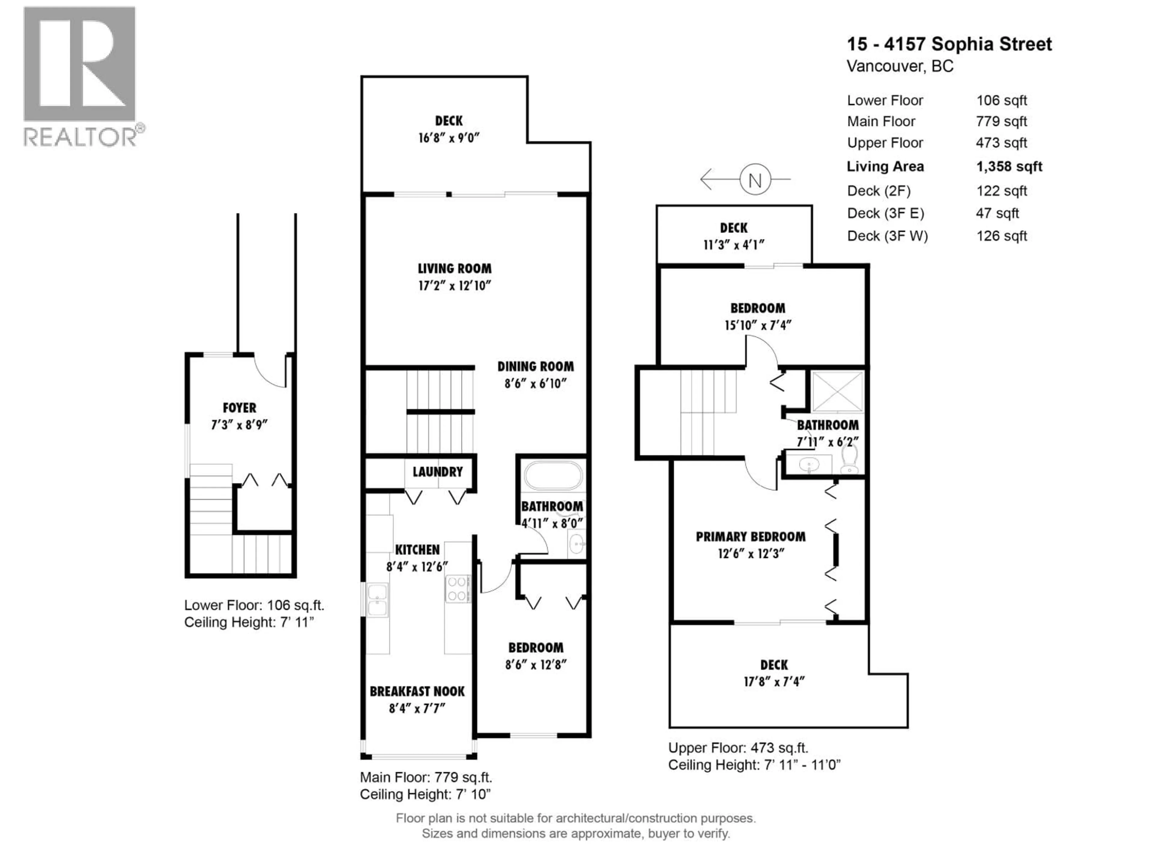 Floor plan for 15 - 4157 SOPHIA STREET, Vancouver British Columbia V5V3V4