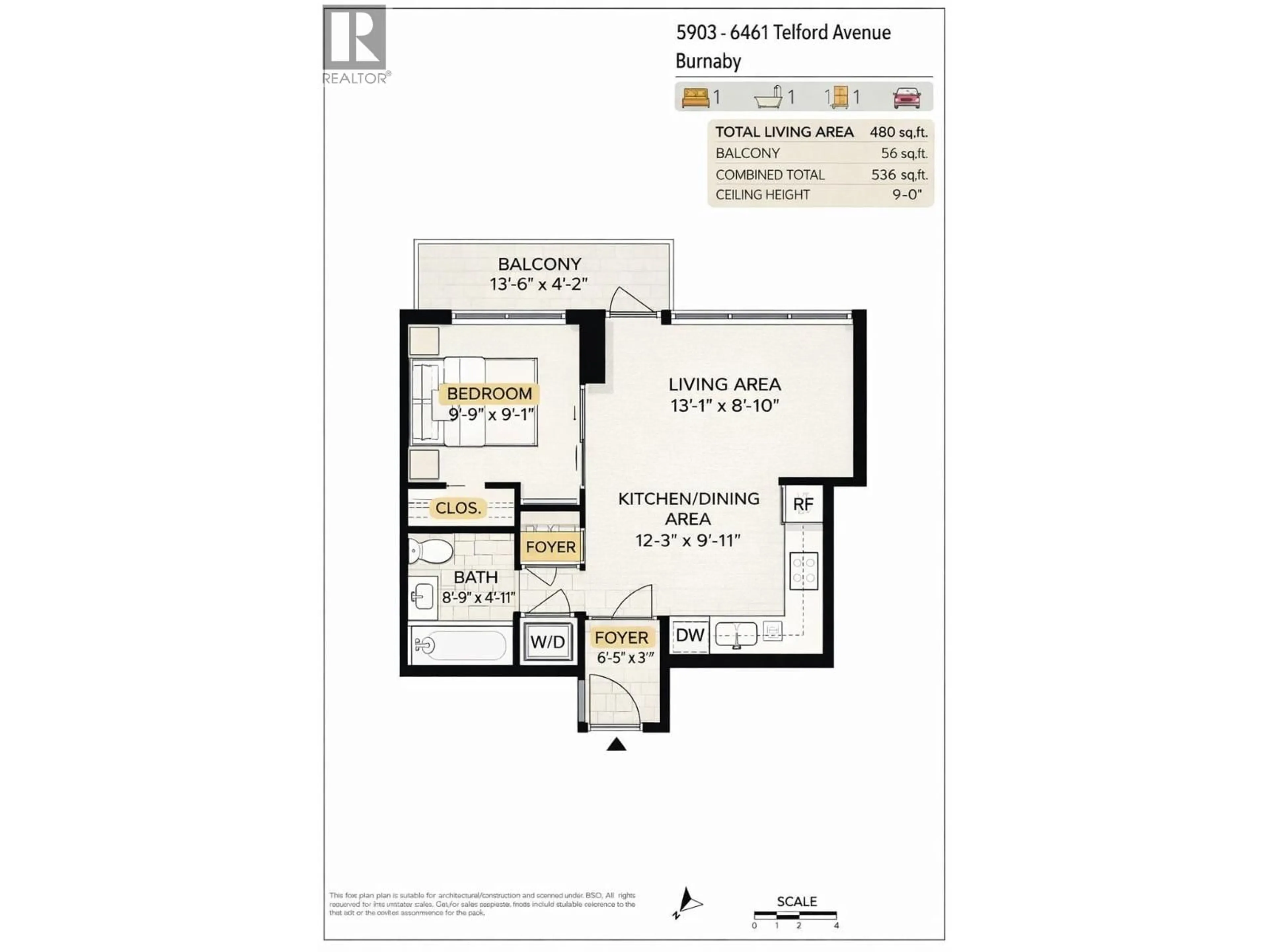 Floor plan for 5903 - 6461 TELFORD AVENUE, Burnaby British Columbia V5H0B7