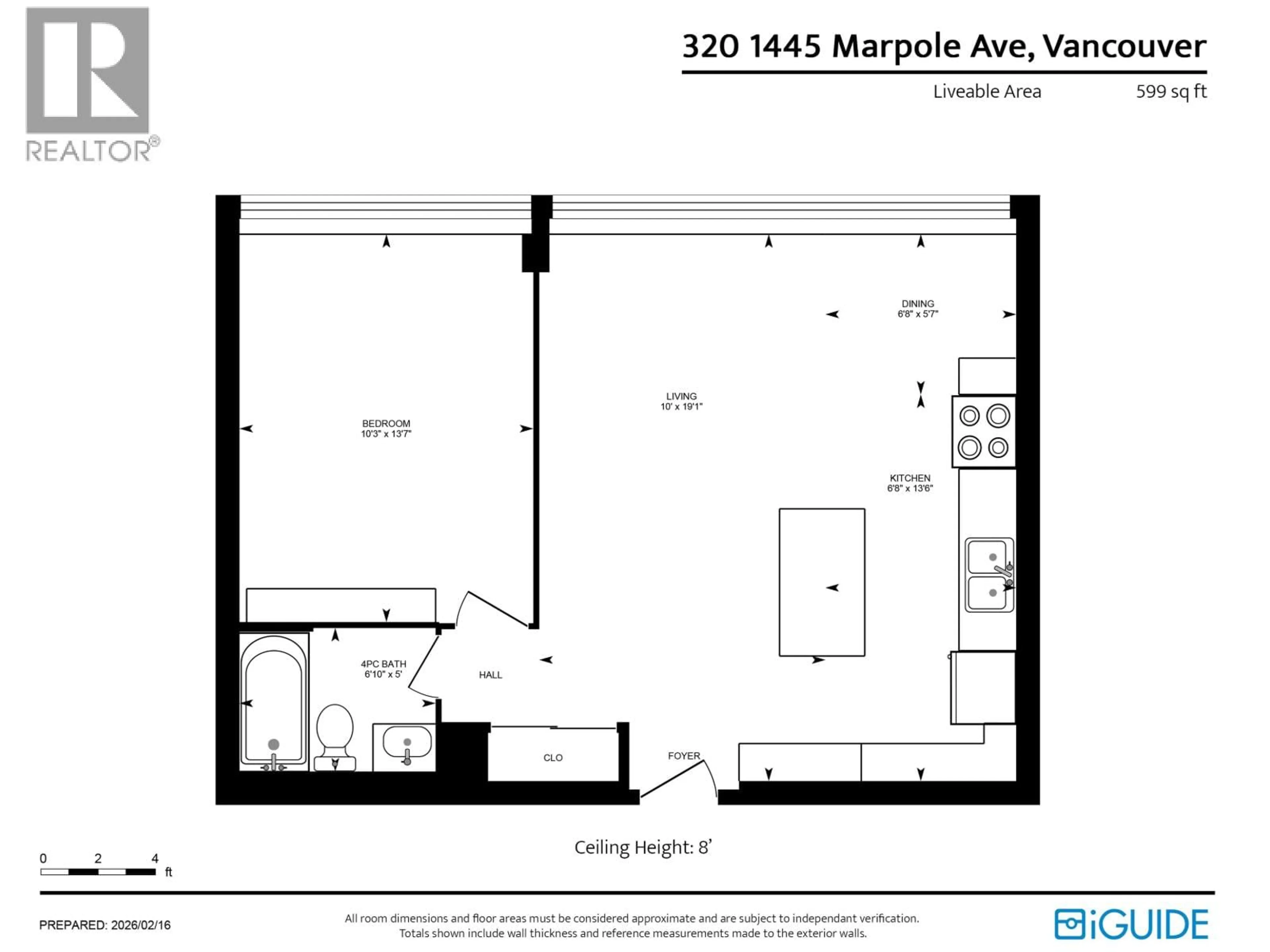 Floor plan for 320 - 1445 MARPOLE AVENUE, Vancouver British Columbia V6H1S5