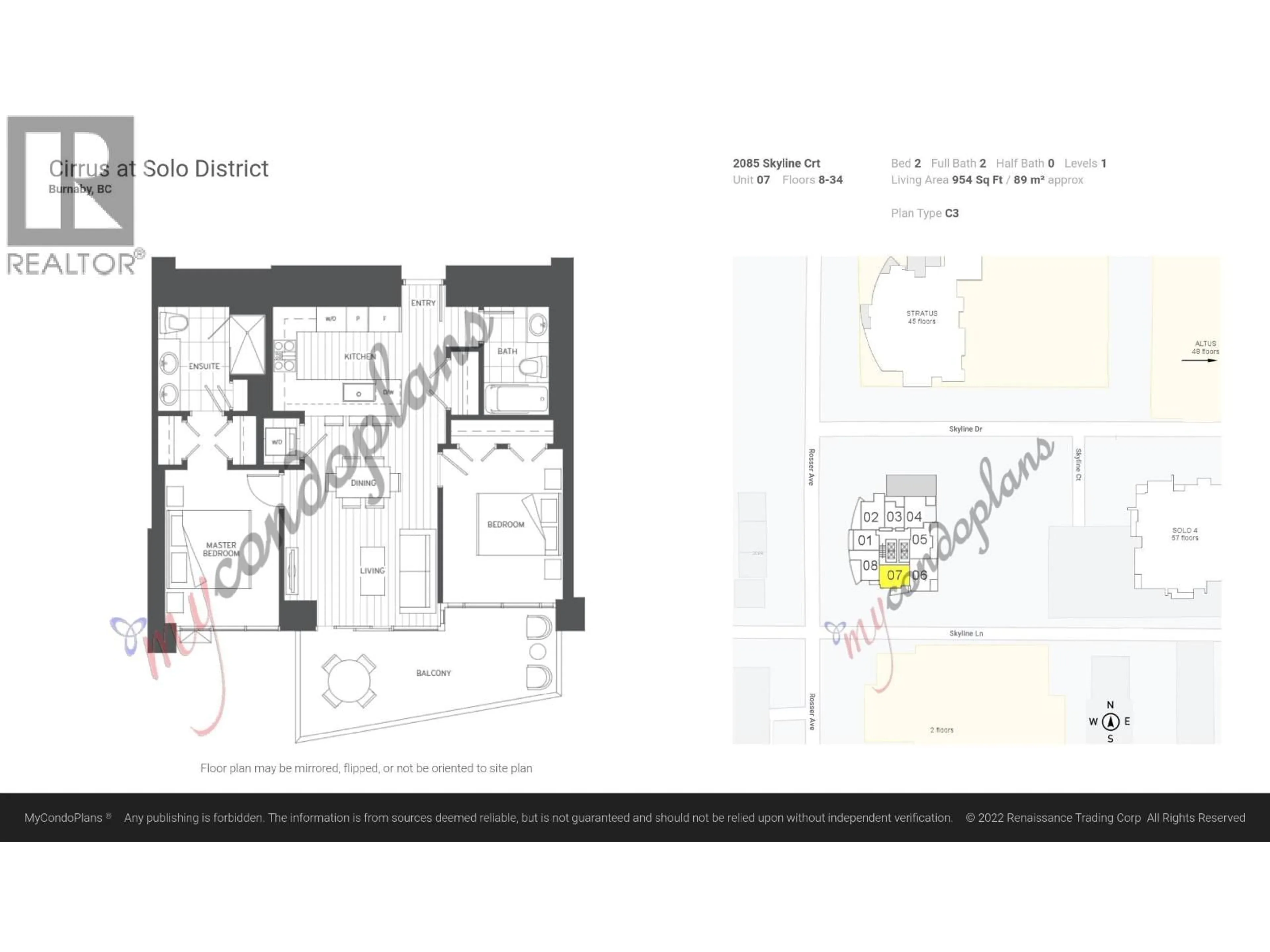 Floor plan for 2907 - 2085 SKYLINE COURT, Burnaby British Columbia V5C0M6