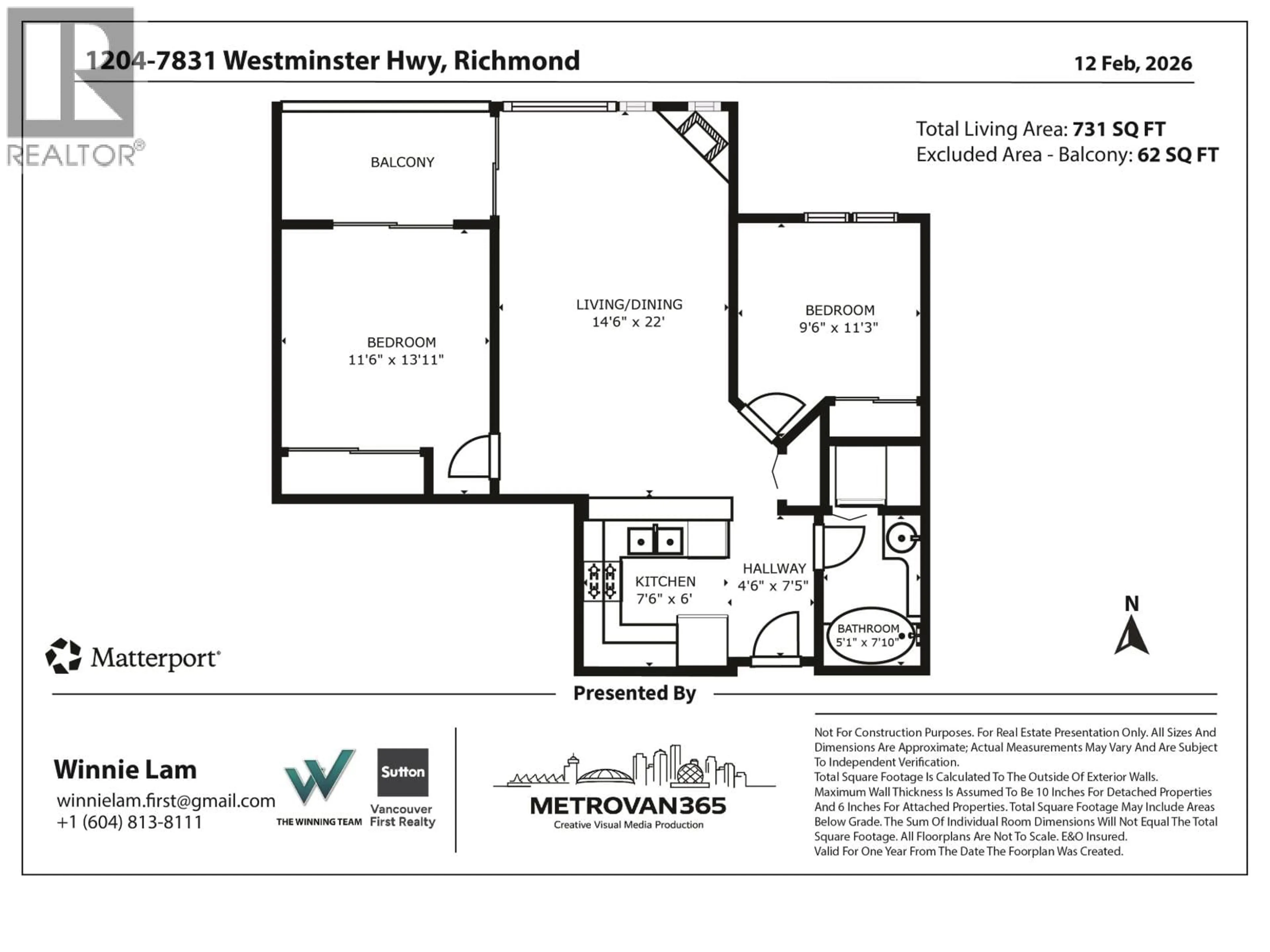 Floor plan for 1204 - 7831 WESTMINSTER HIGHWAY, Richmond British Columbia V6X4J4