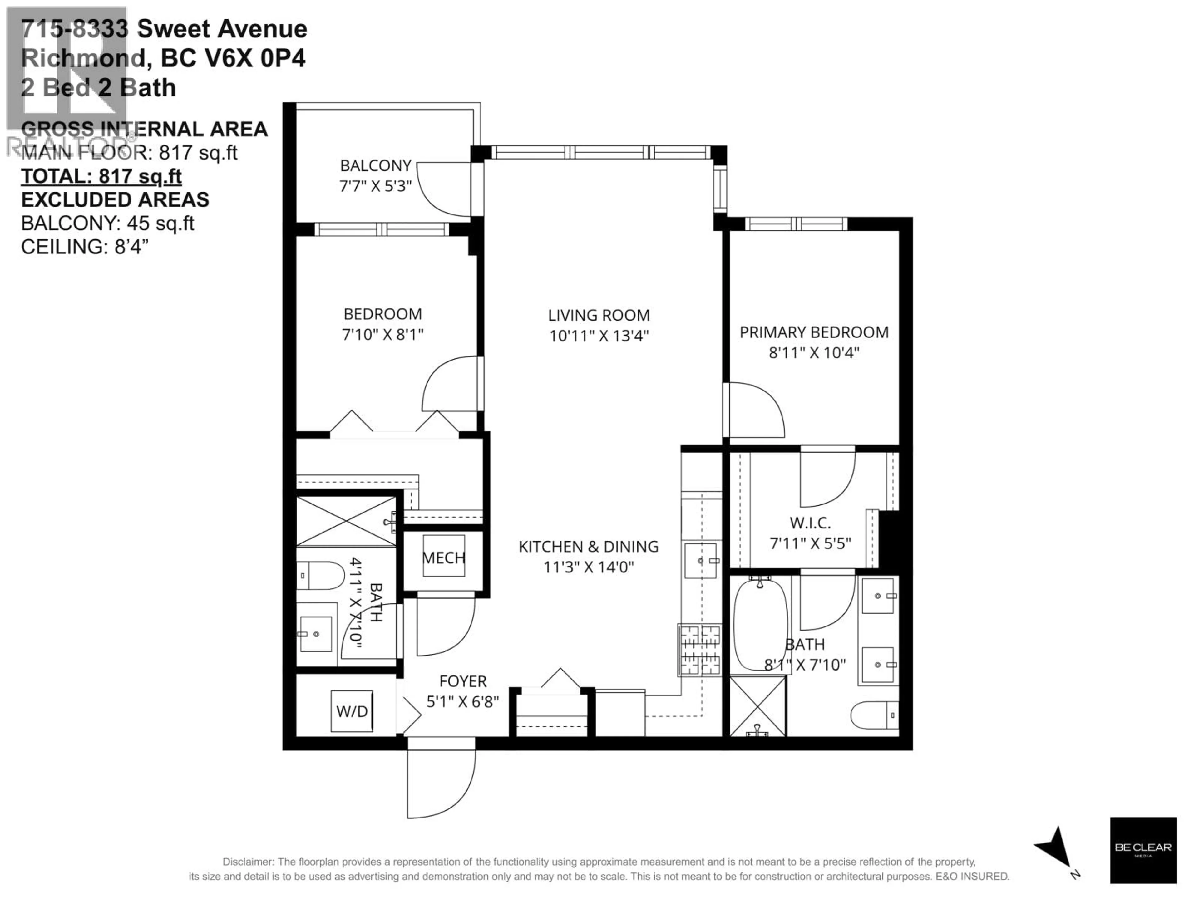 Floor plan for 715 - 8333 SWEET AVENUE, Richmond British Columbia V6X0P4