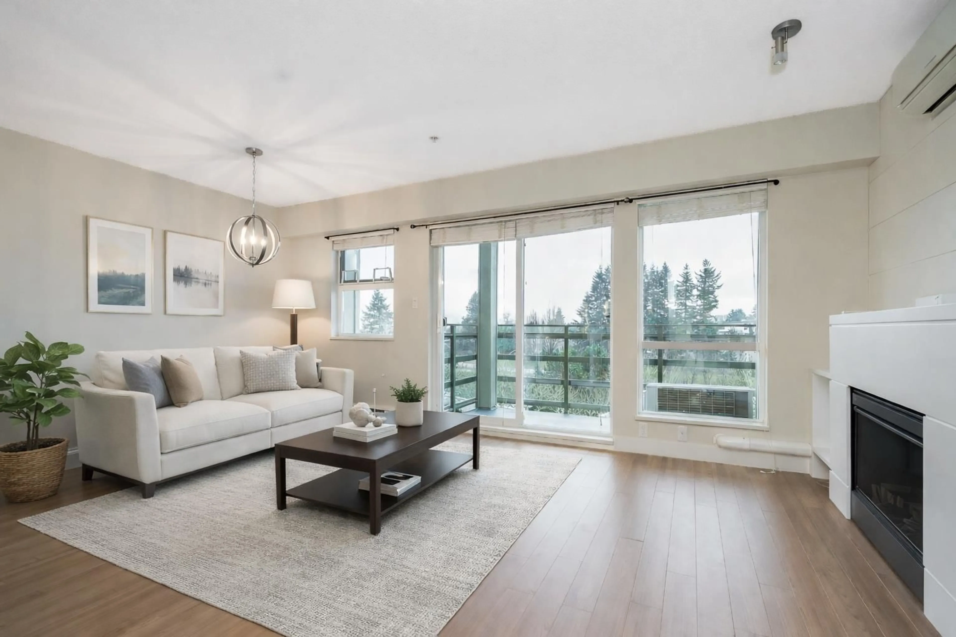 Living room with furniture, wood/laminate floor for 410 - 15735 CROYDON DRIVE, Surrey British Columbia V3Z2L5