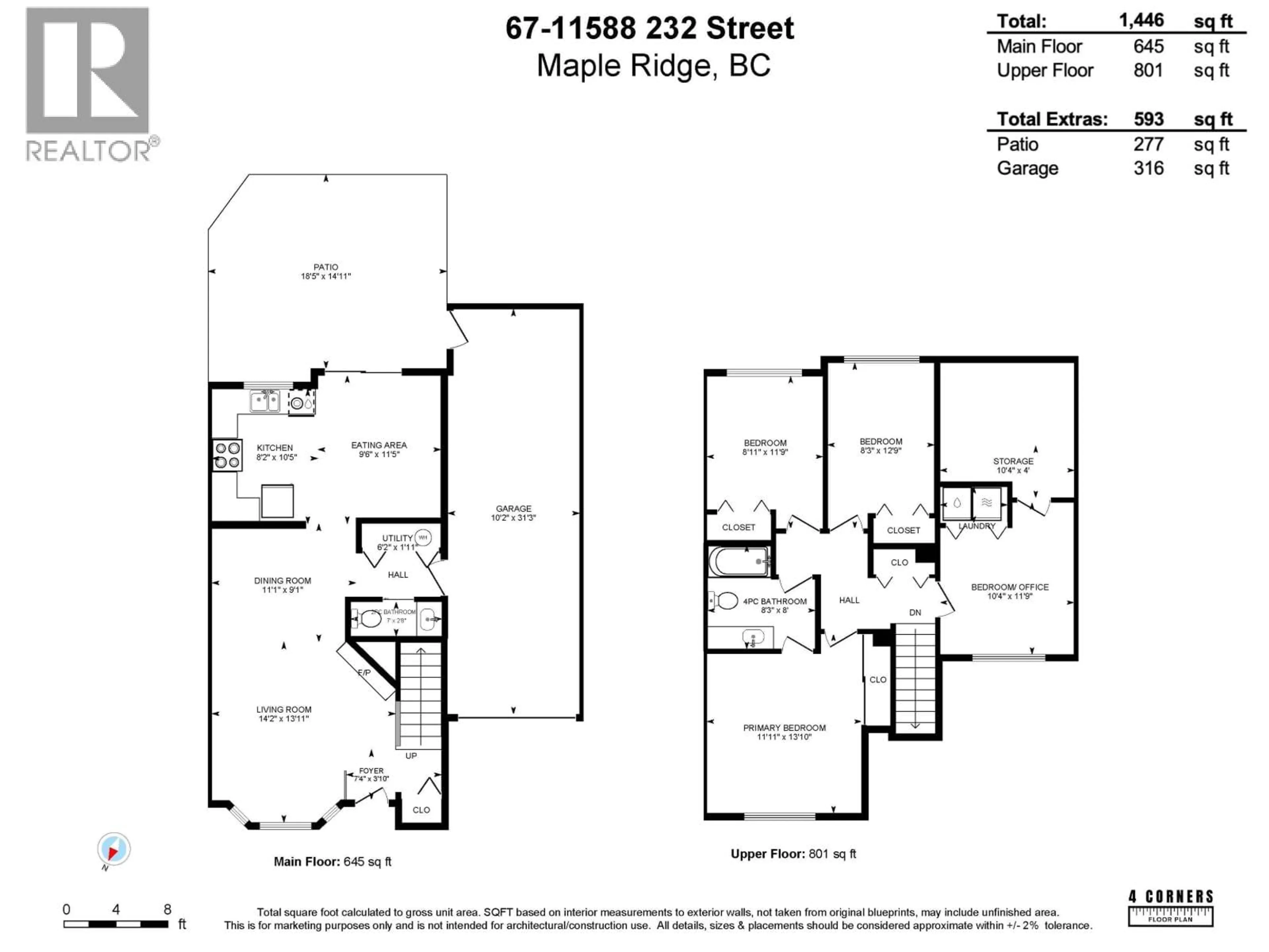 Floor plan for 67 - 11588 232 STREET, Maple Ridge British Columbia V2X0J6