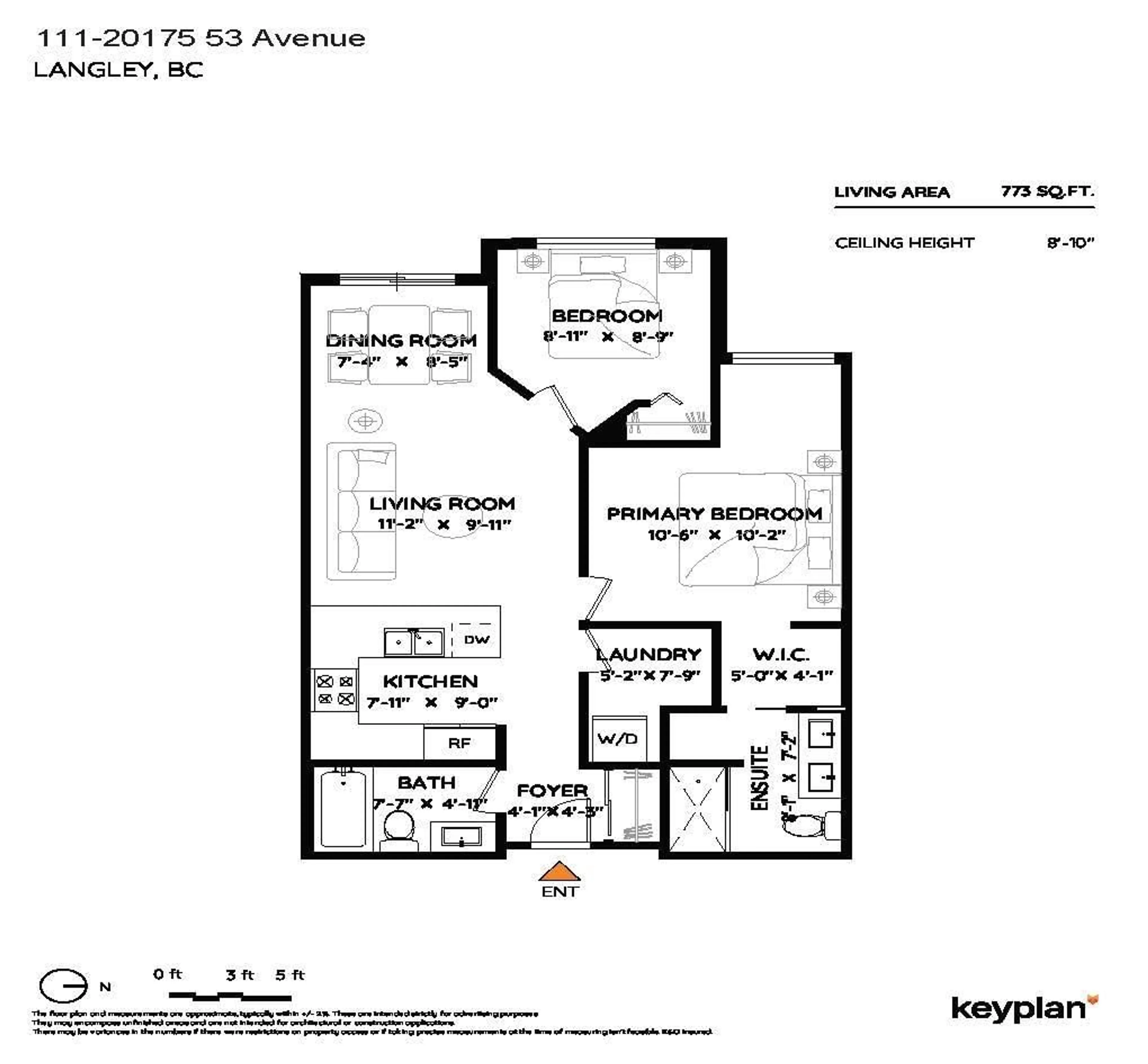 Floor plan for 111 - 20175 53 AVENUE, Langley British Columbia V3A3V2