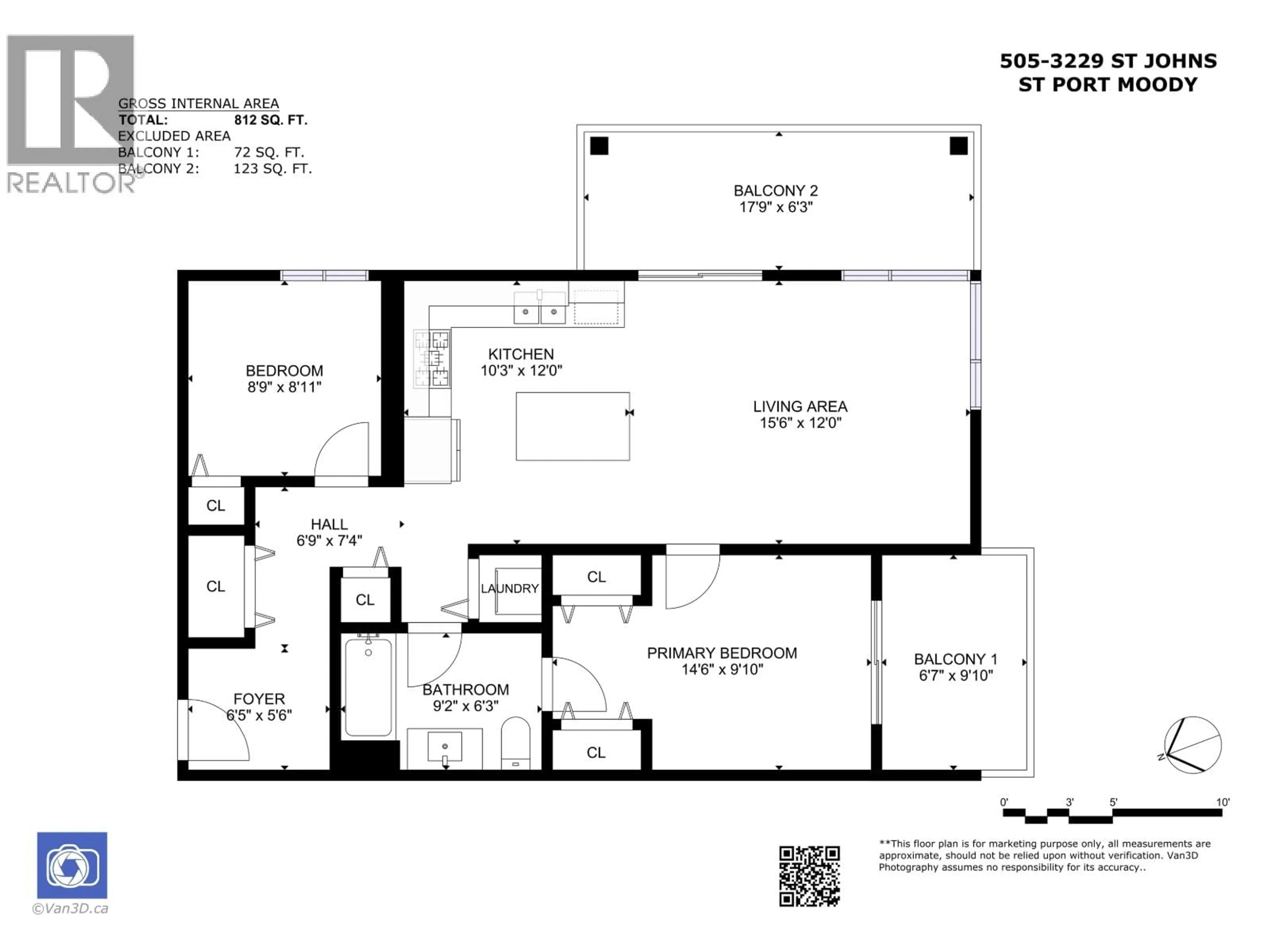 Floor plan for 505 - 3229 ST JOHNS STREET, Port Moody British Columbia V3H0M4
