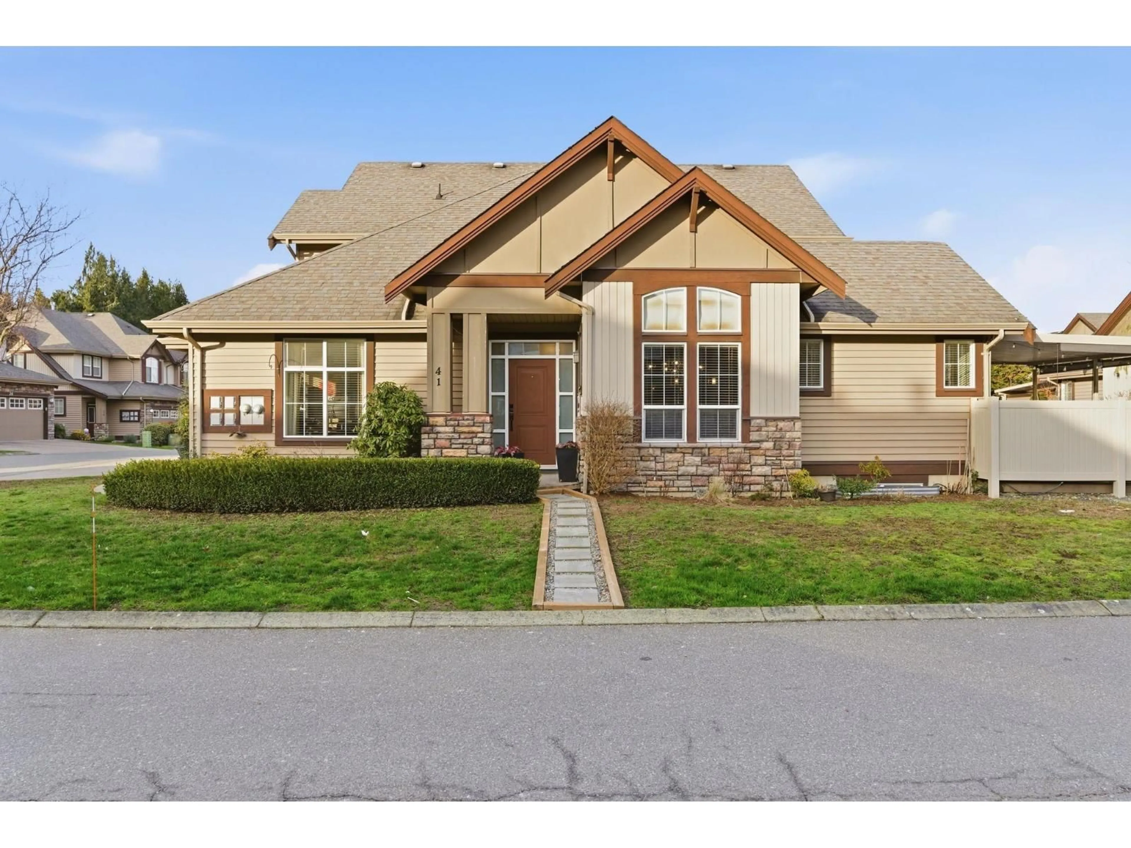 Home with brick exterior material, street for 41 - 6577 SOUTHDOWNE PLACE, Chilliwack British Columbia V2R0H4