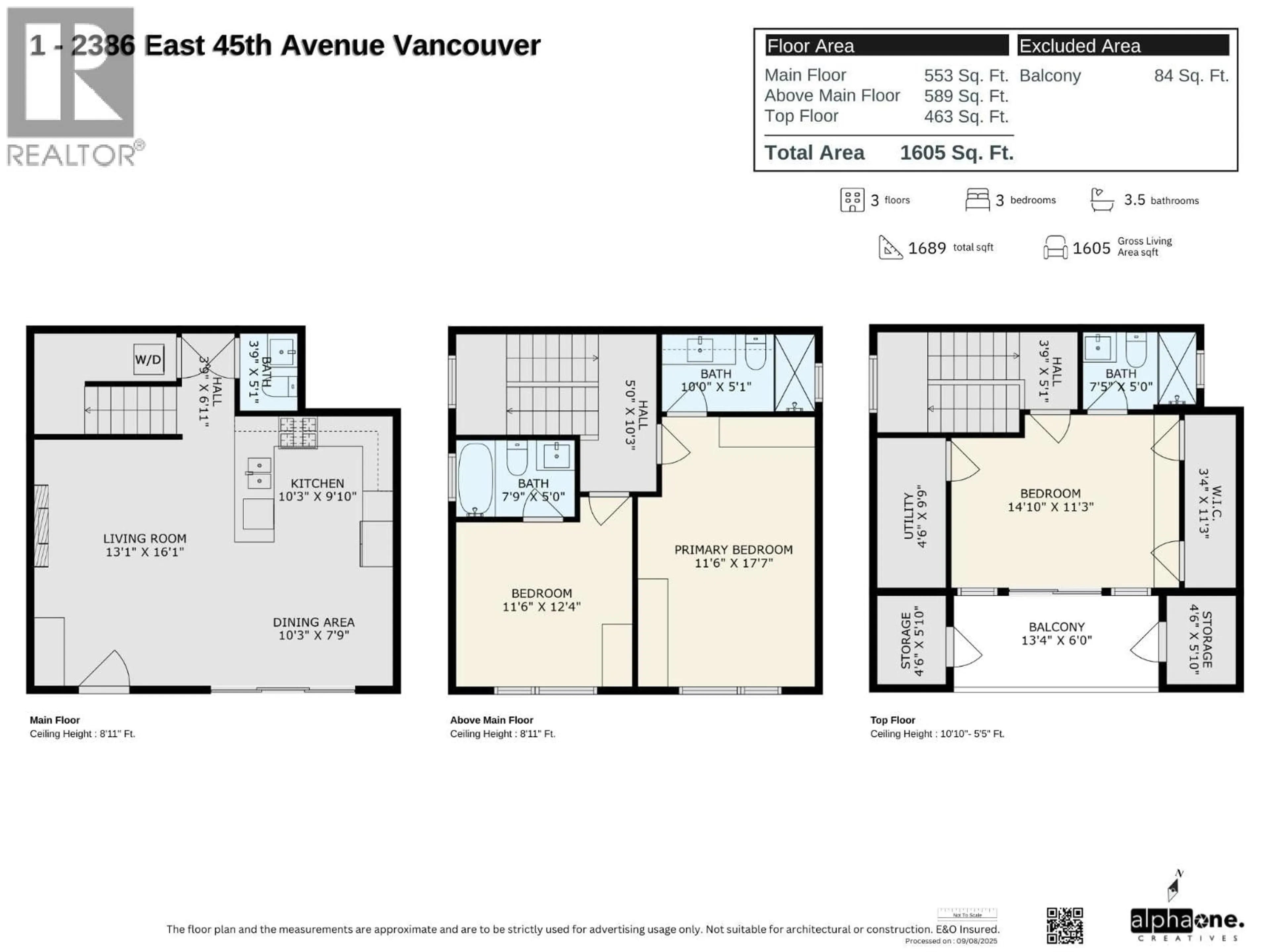 Floor plan for 1 - 2386 45TH AVENUE, Vancouver British Columbia V5R1K3