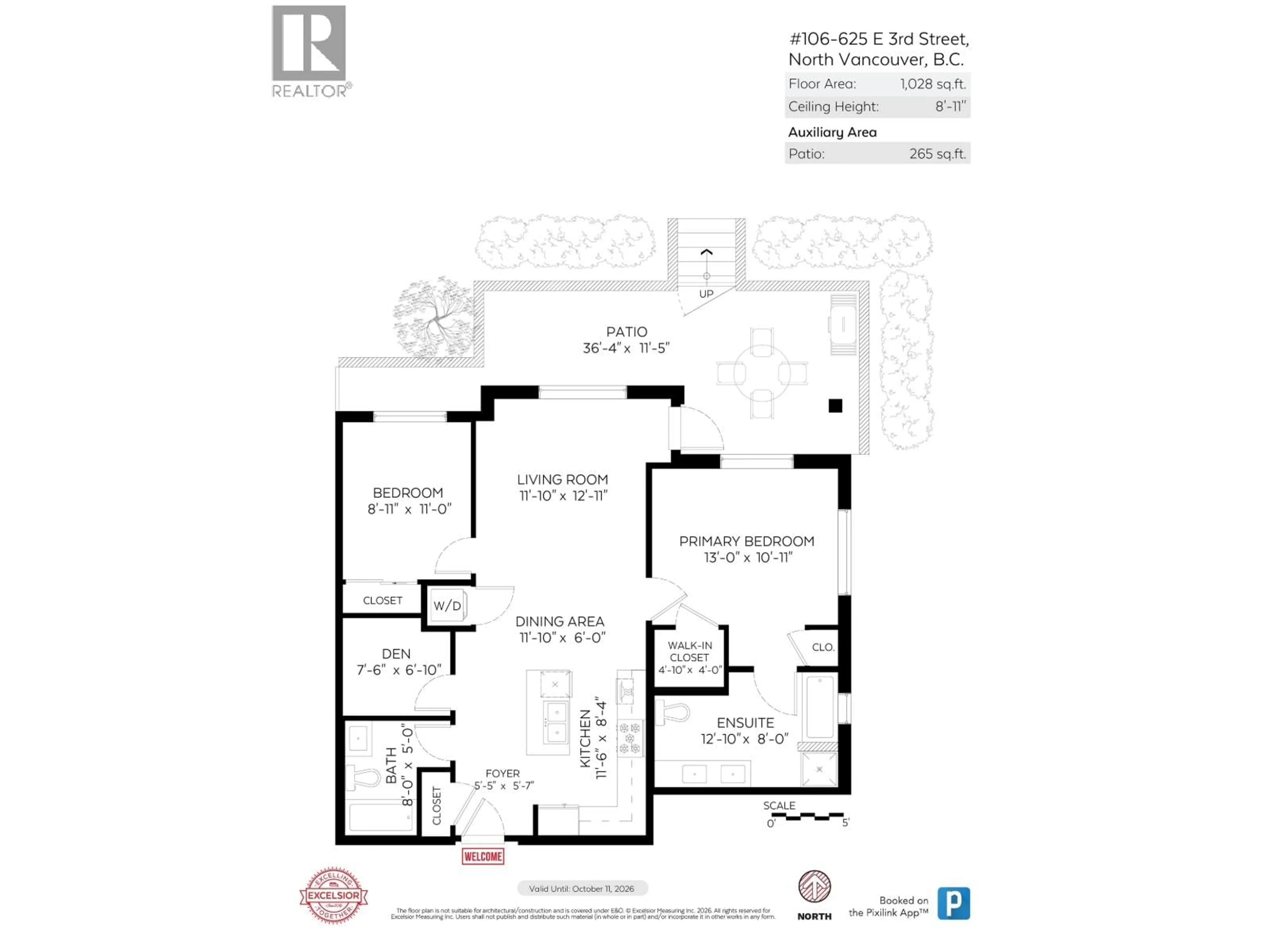 Floor plan for 106 - 625 3RD STREET, North Vancouver British Columbia V7L1G6