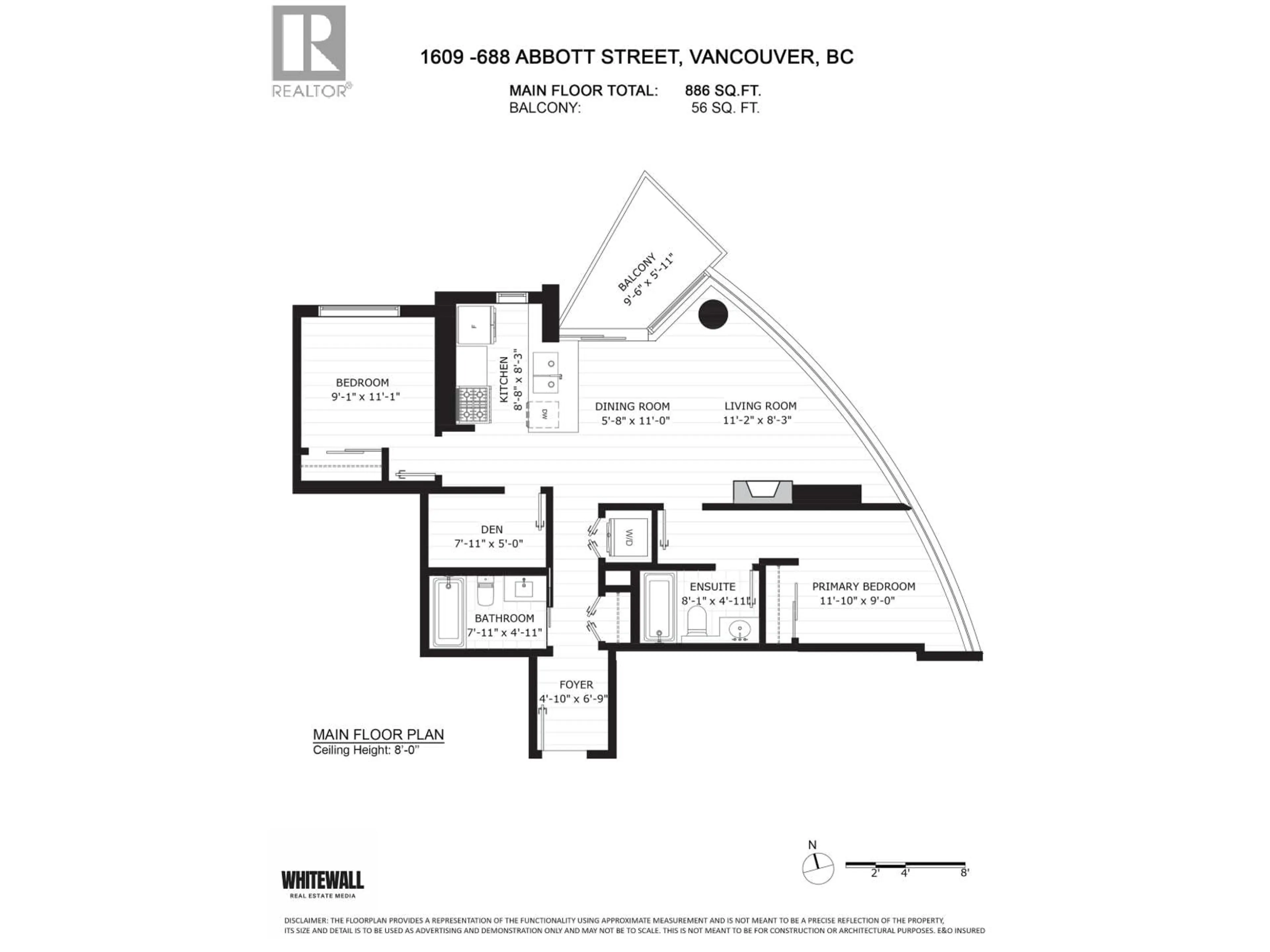 Floor plan for 1609 - 688 ABBOTT STREET, Vancouver British Columbia V6B0B9