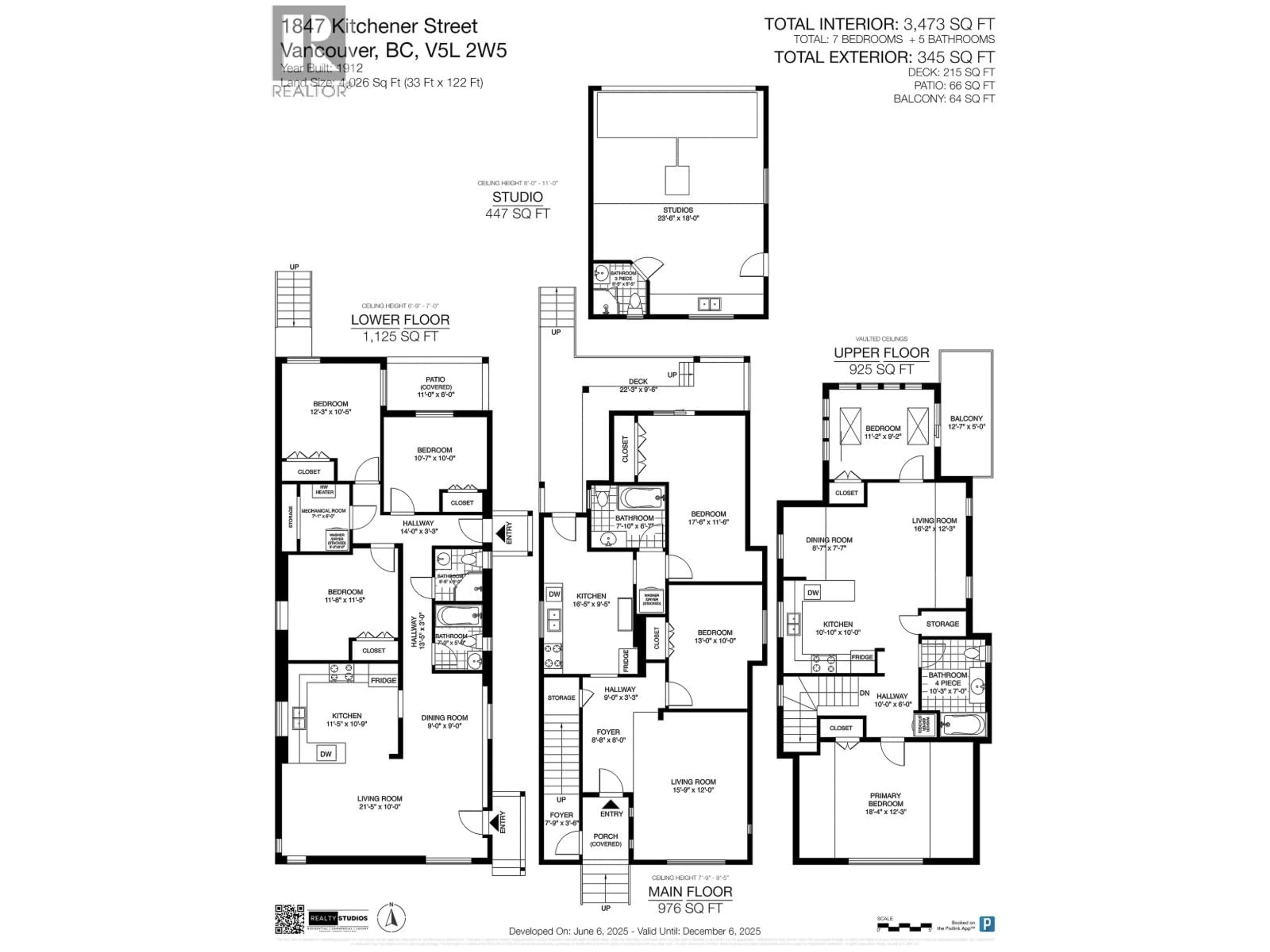 Floor plan for 1847 KITCHENER STREET, Vancouver British Columbia V5L2W5
