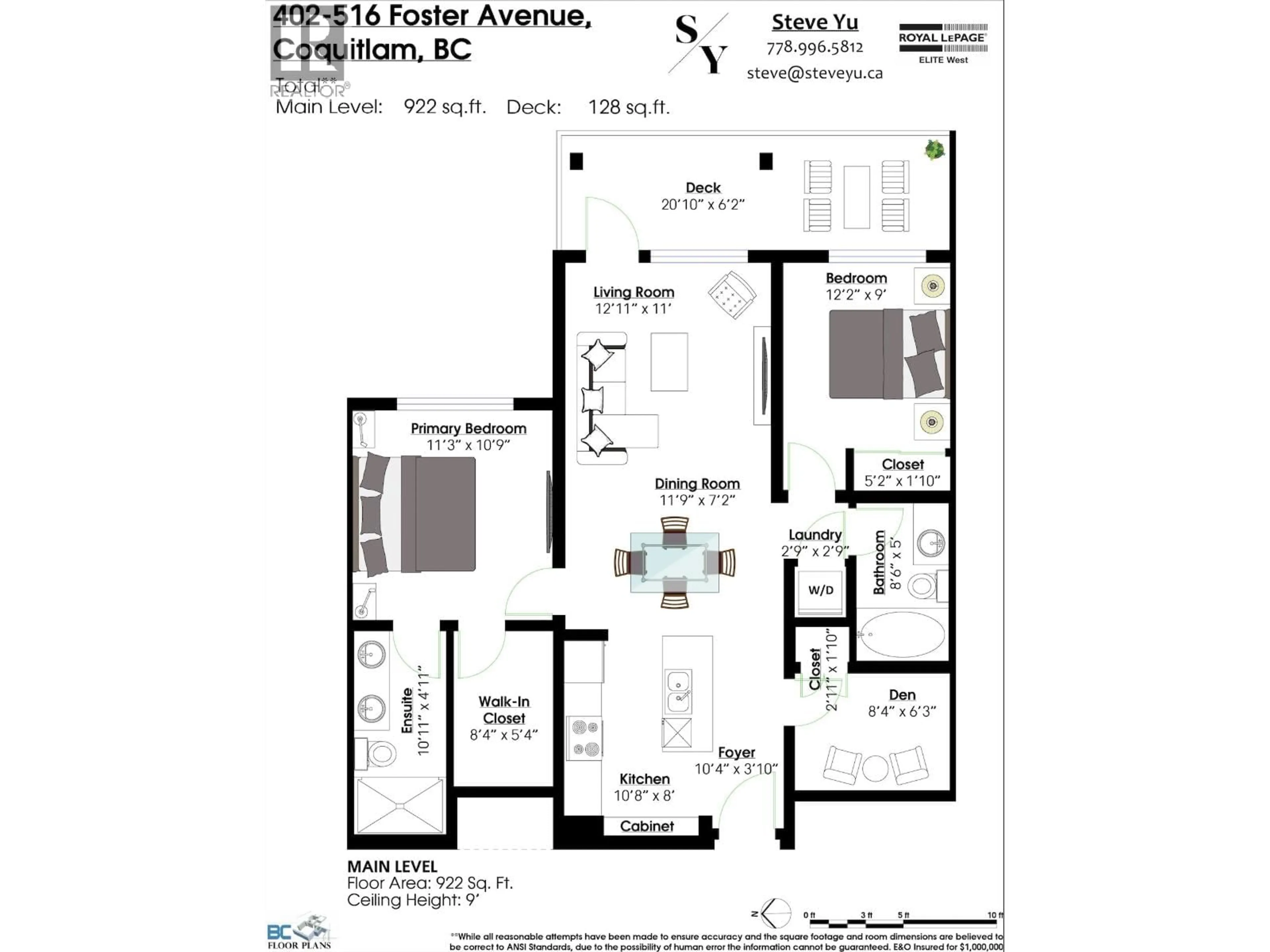 Floor plan for 402 - 516 FOSTER AVENUE, Coquitlam British Columbia V3J0H8