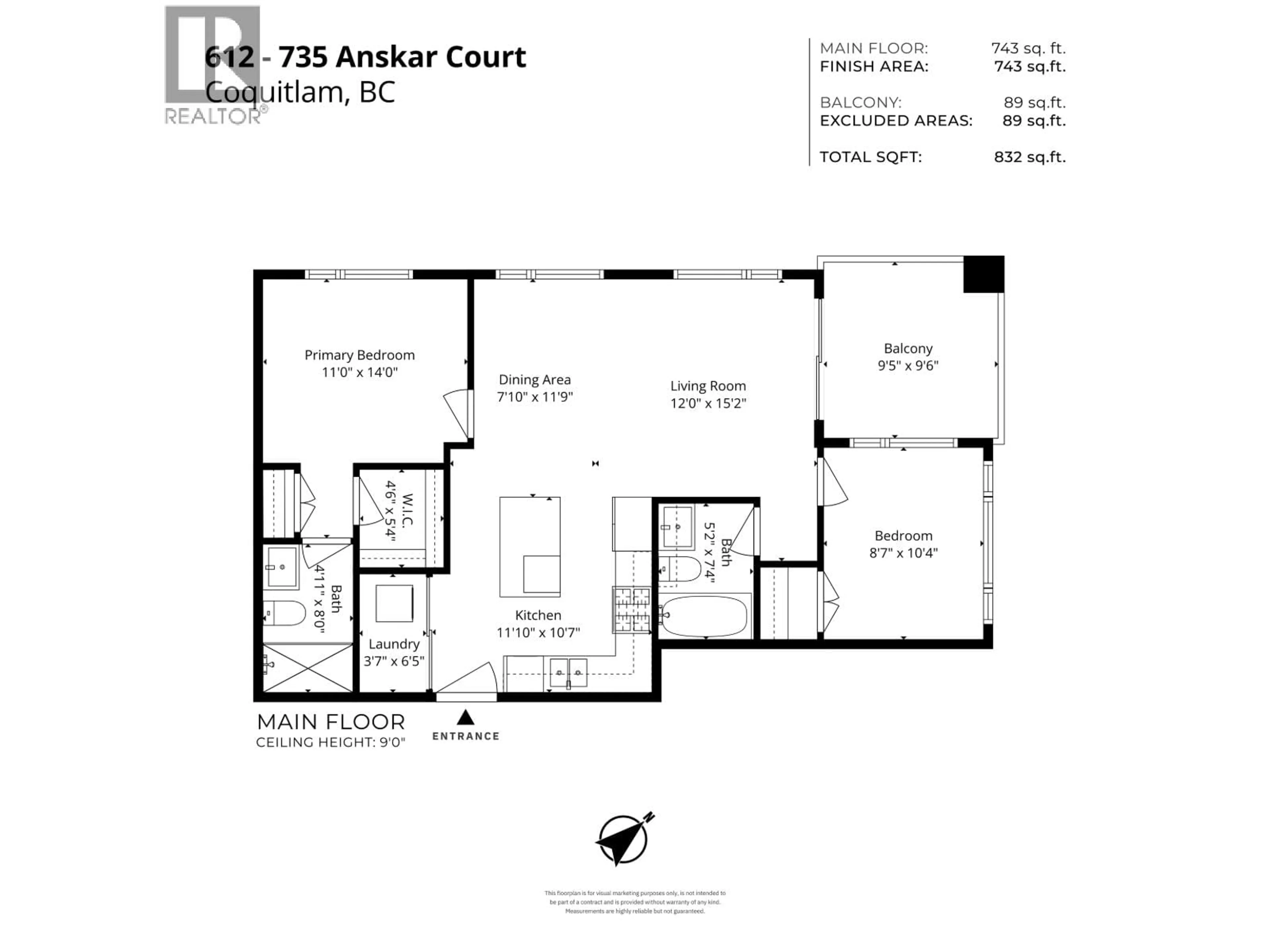 Floor plan for 612 - 735 ANSKAR COURT, Coquitlam British Columbia V3J0L7