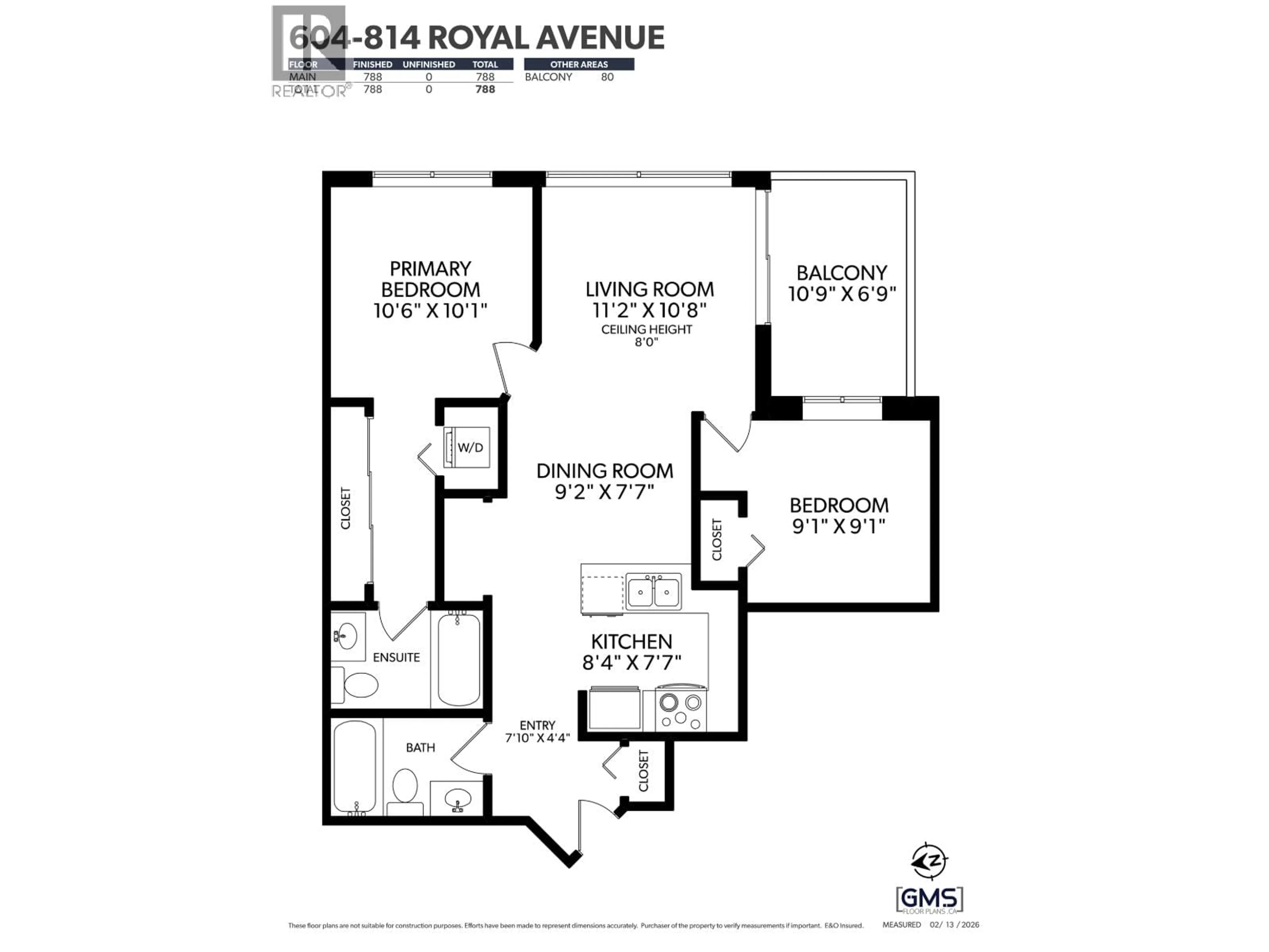 Floor plan for 604 - 814 ROYAL AVENUE, New Westminster British Columbia V3M1J9